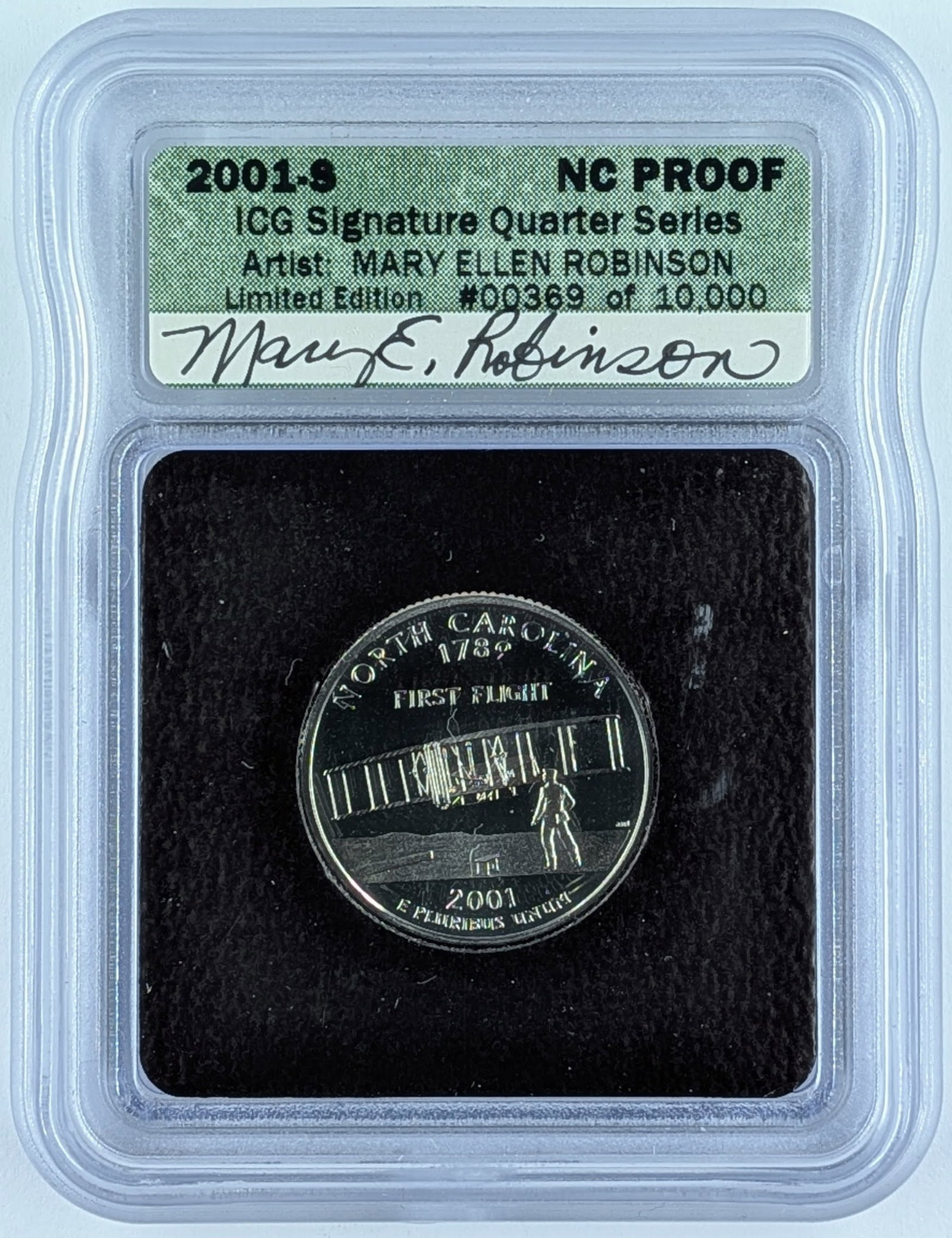 2001-S NC Proof State Quarter Signature Series: Artist Mary Ellen Robinson