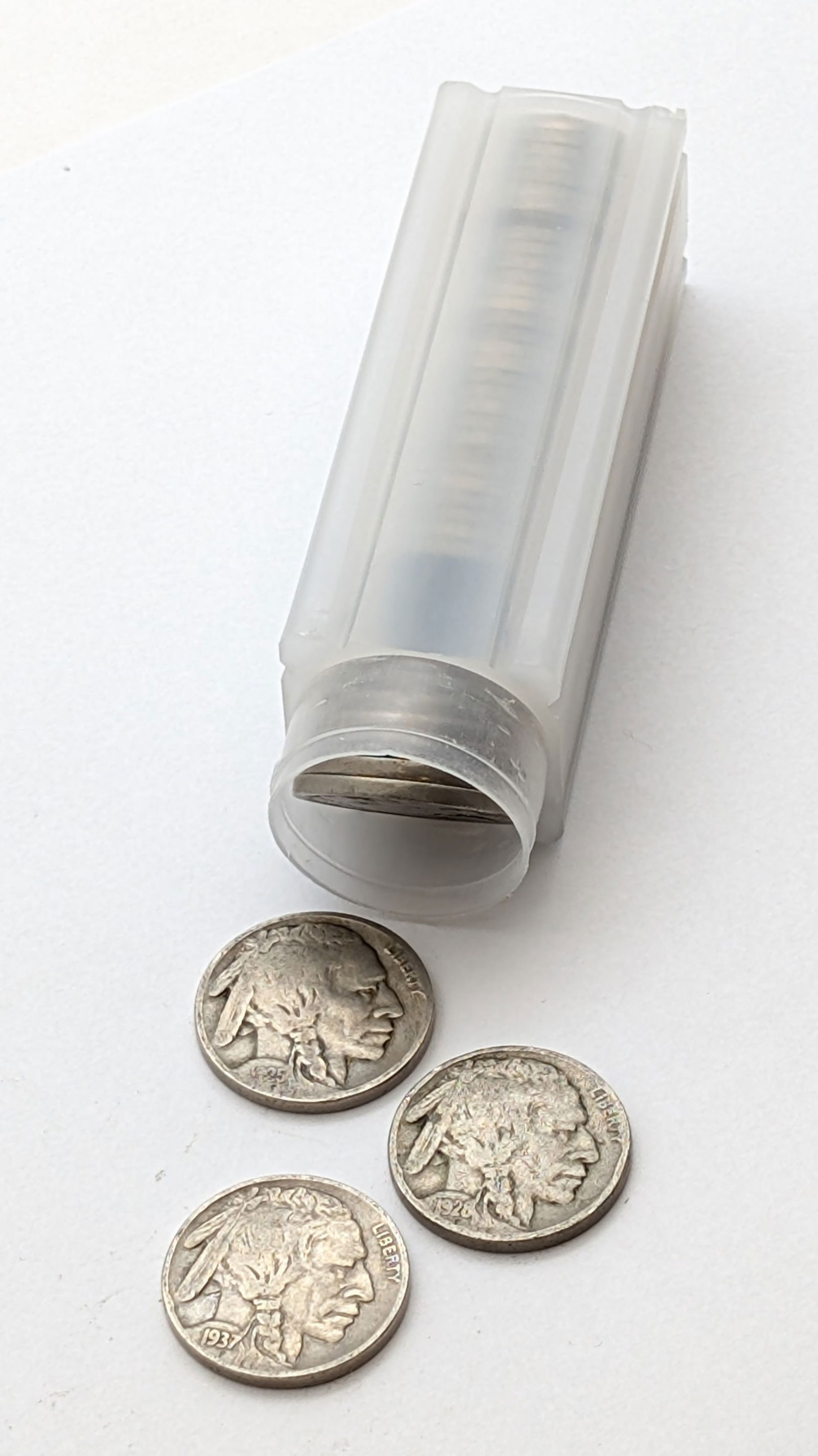 Tube of 40 Buffalo Head Nickels - 1920s-1930s - Mostly Full Dates (1 of 3)