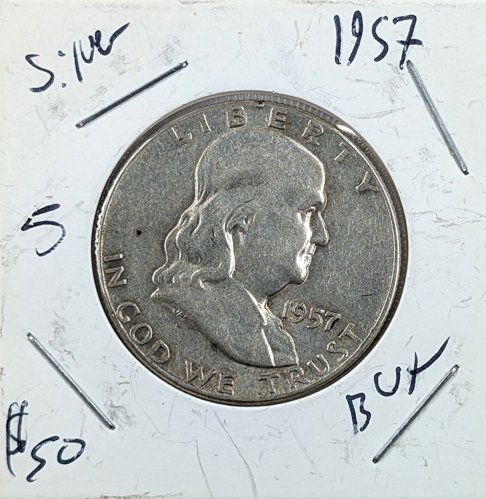 1957 Silver Franklin Half Dollar - BU (1 of 2)