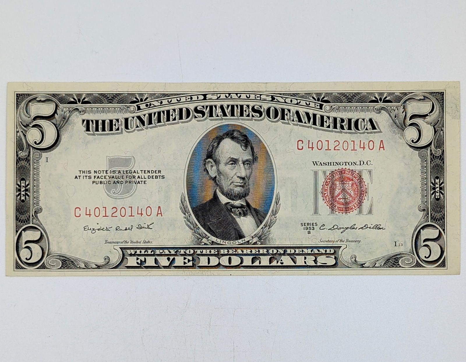 Uncirculated 1953-B $5 Note - Red Seal (1 of 2)