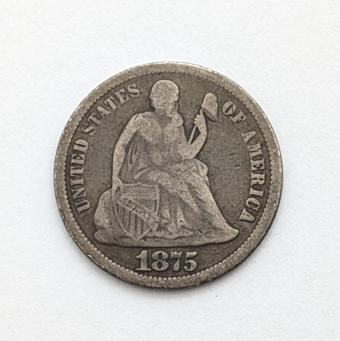1875 Silver Seated Liberty Dime: Silver