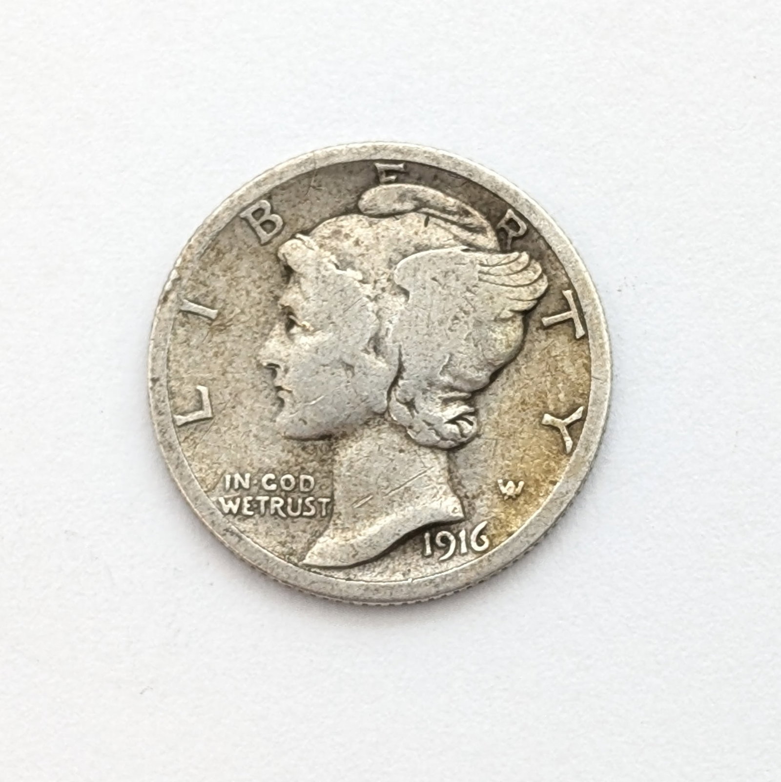 1916-S Silver Mercury Dime - Toned: Silver