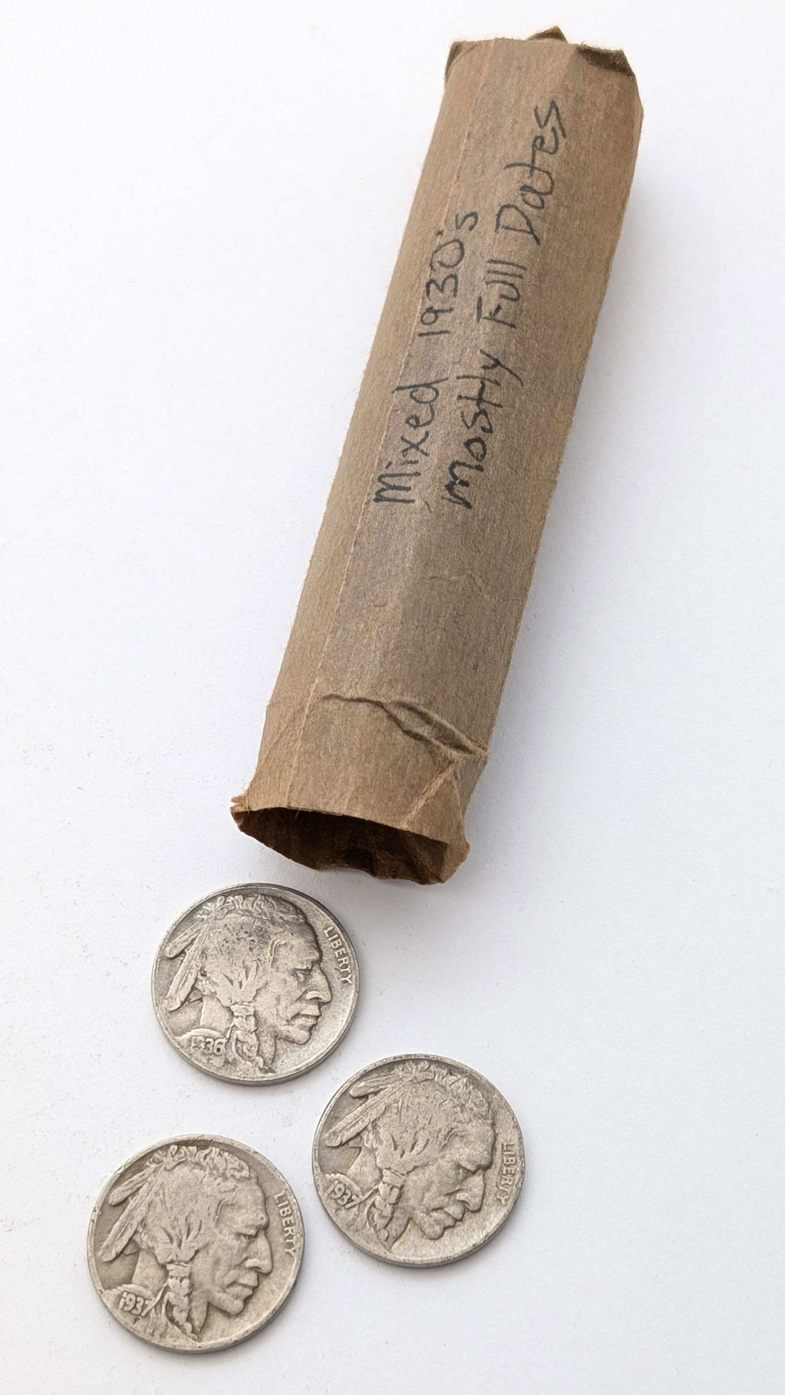 Roll of 40 - 1930s Buffalo Head Nickels - Mostly Full Dates (1 of 3)