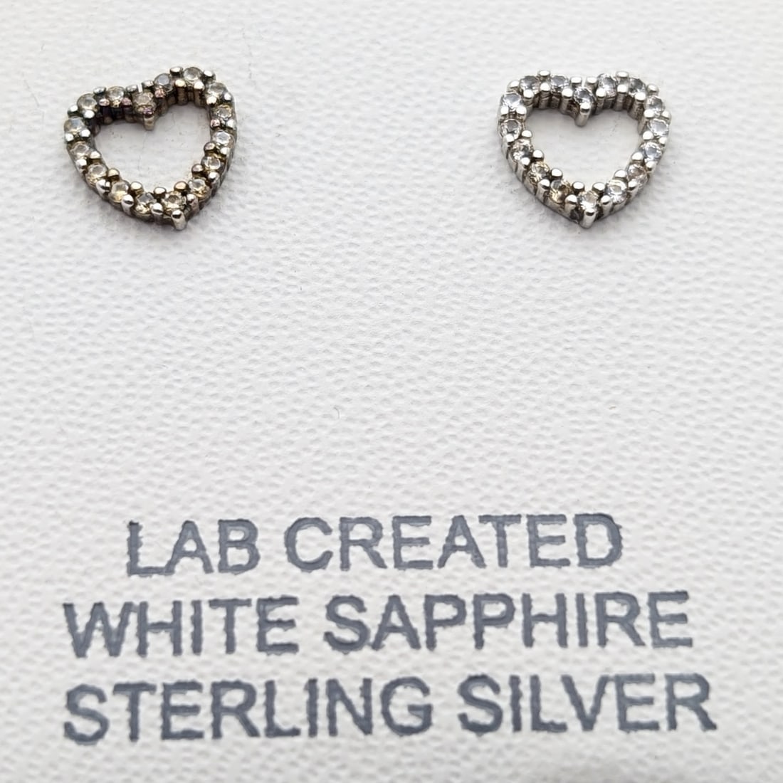 Lab Created White Sapphire Sterling Silver Heart Stud Earrings (1 of 6)