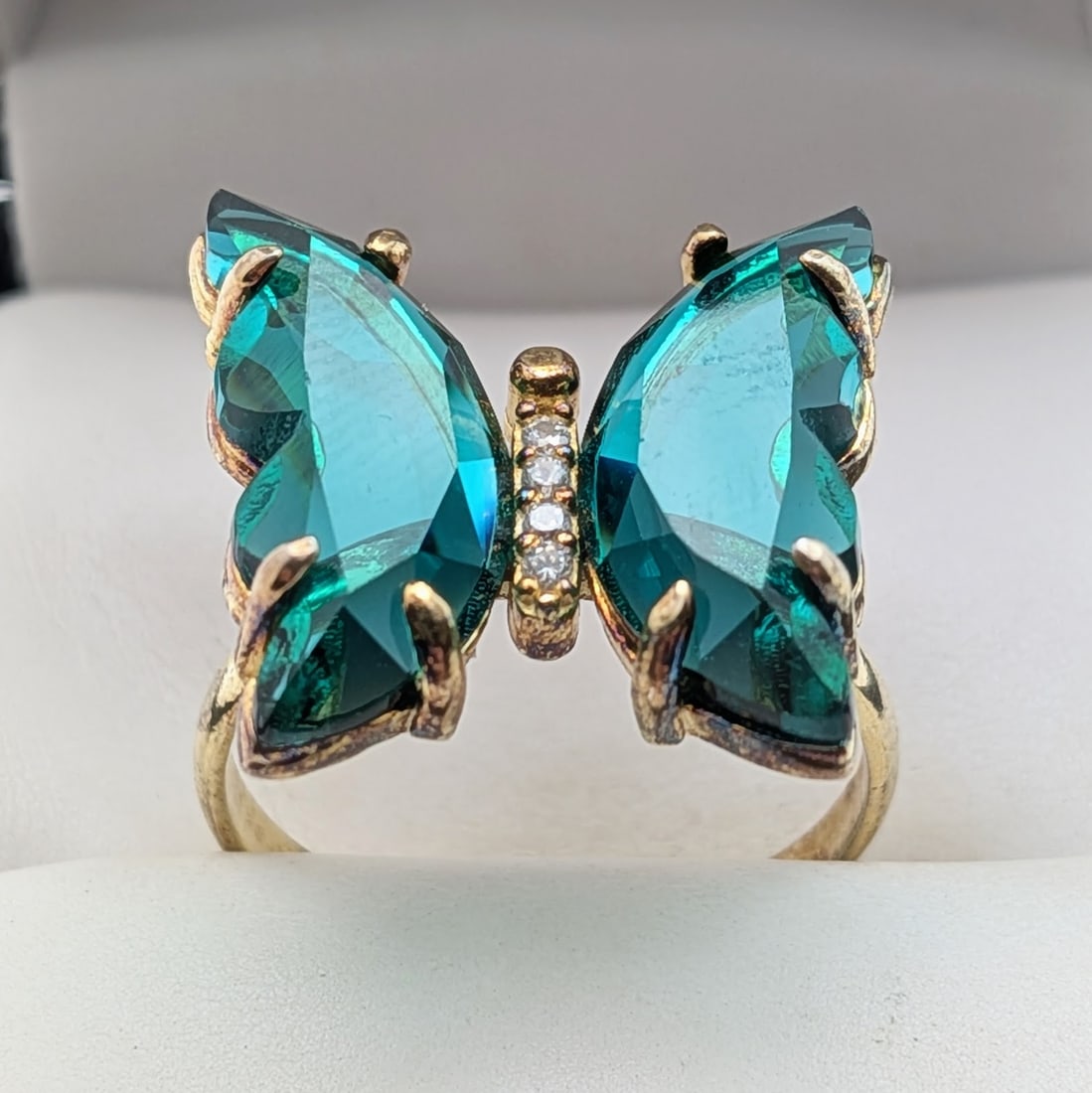 Sterling Silver Teal Butterfly Ladies Ring (1 of 5)