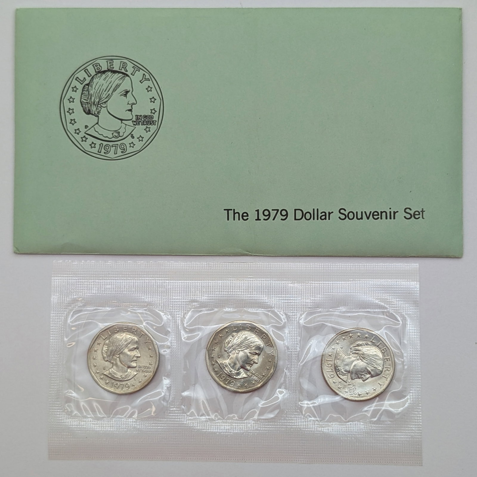 1979 Susan B. Anthony Dollar Souvenir 3-Coin Set: Coin
