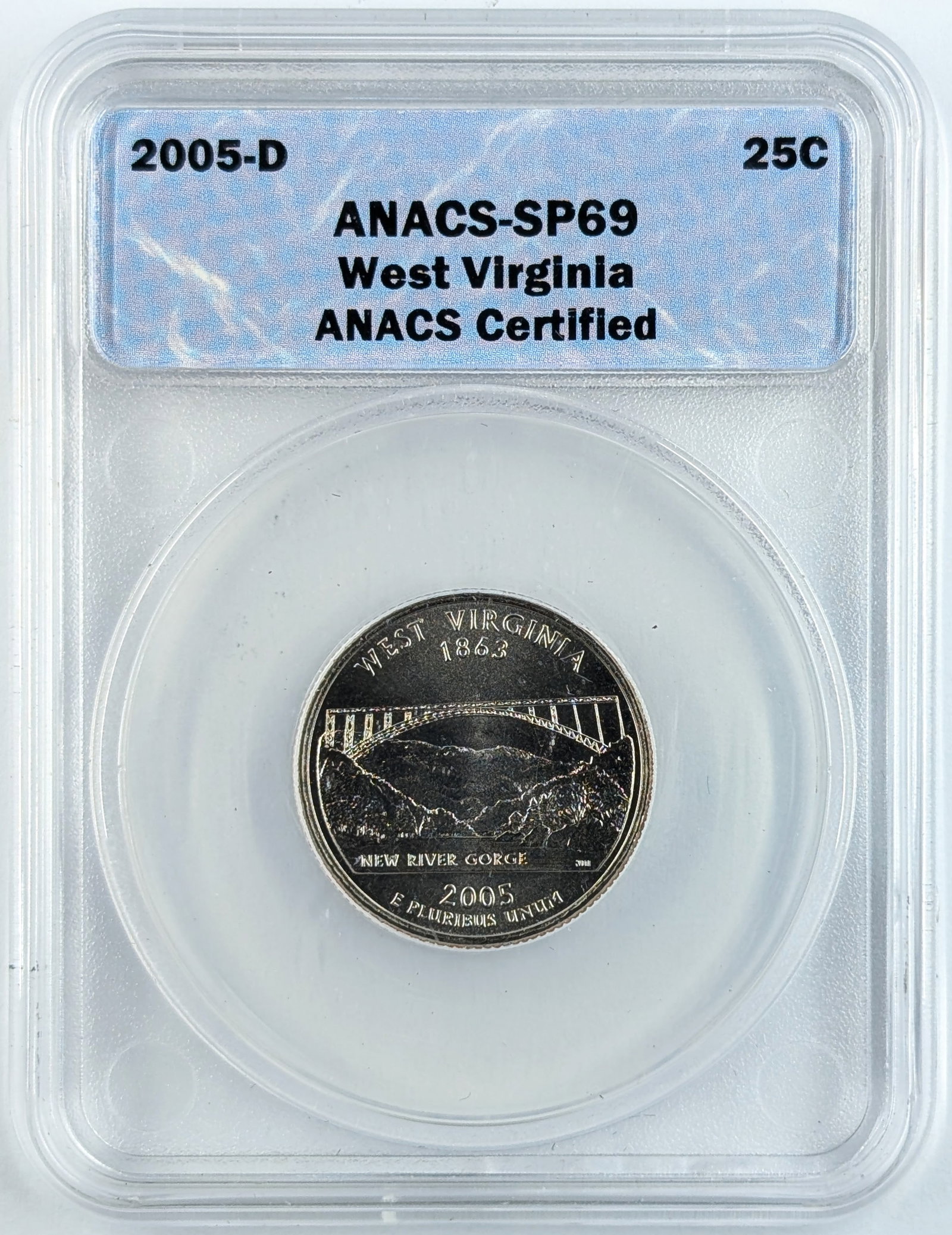 ANACS 2005-D SP69 West Virginia State Quarter: _