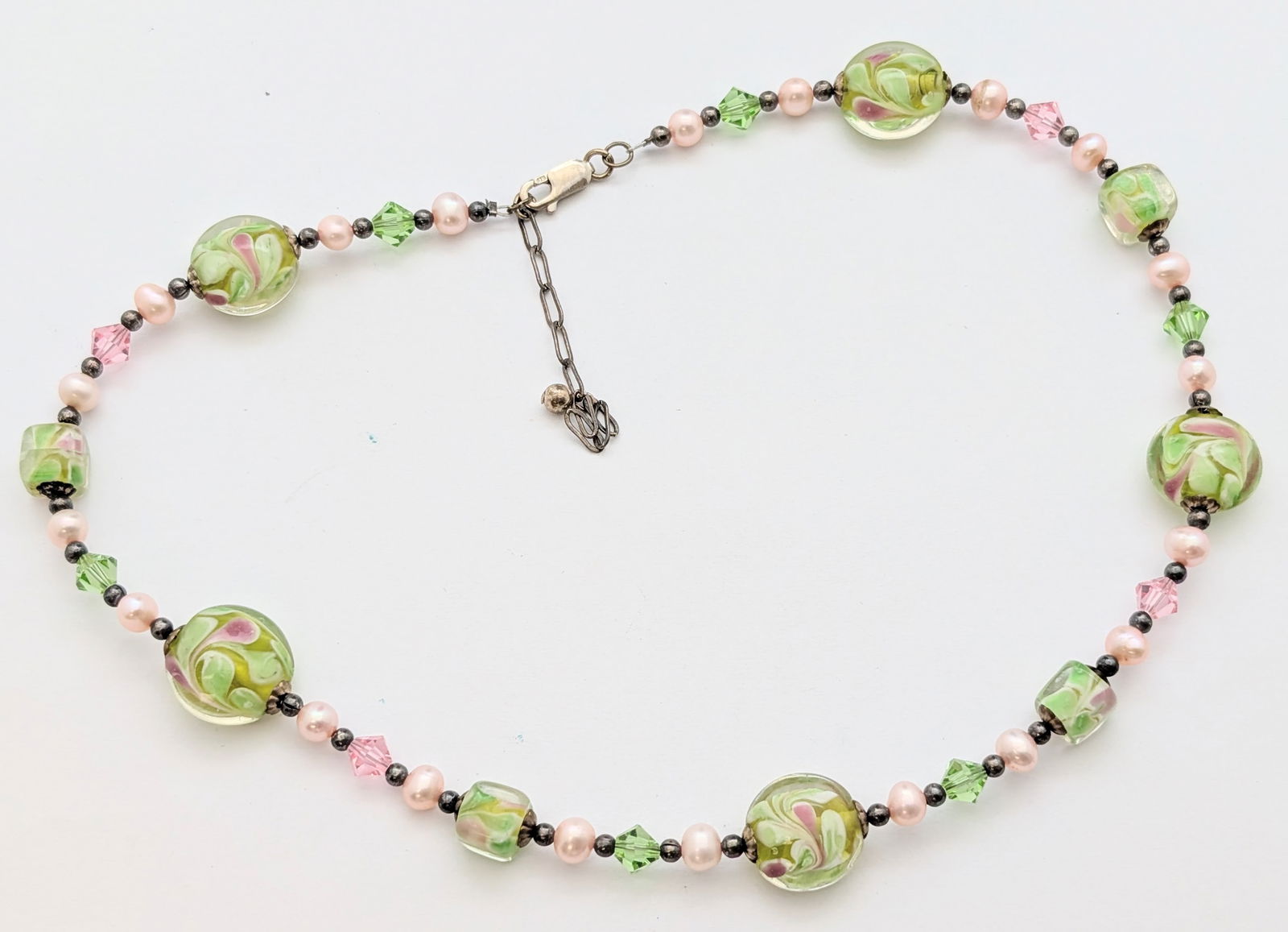 Sterling Silver Beaded Necklace: _