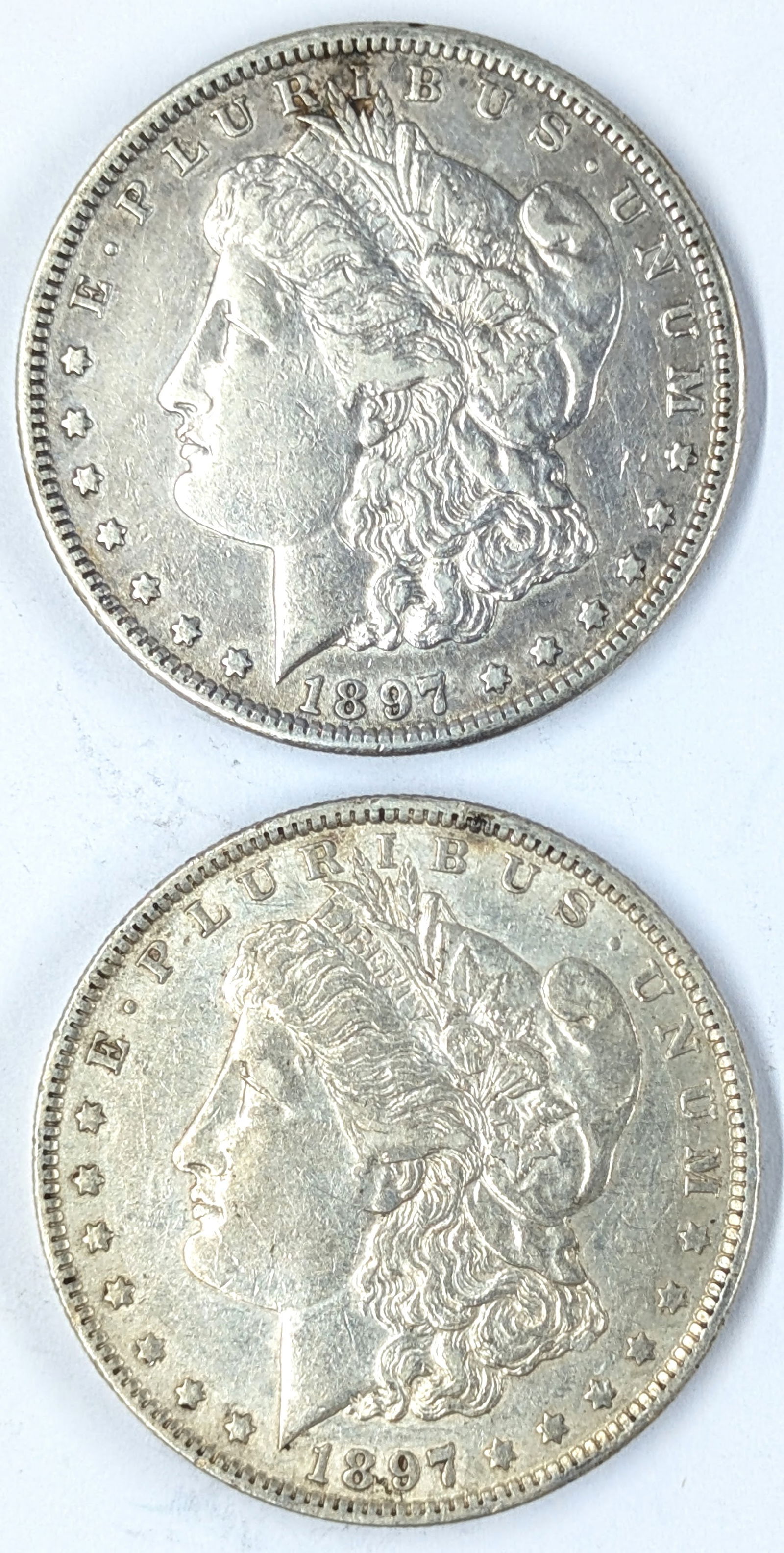 Lot of 2 Morgan Silver Dollars - 1897 O/S (1 of 2)