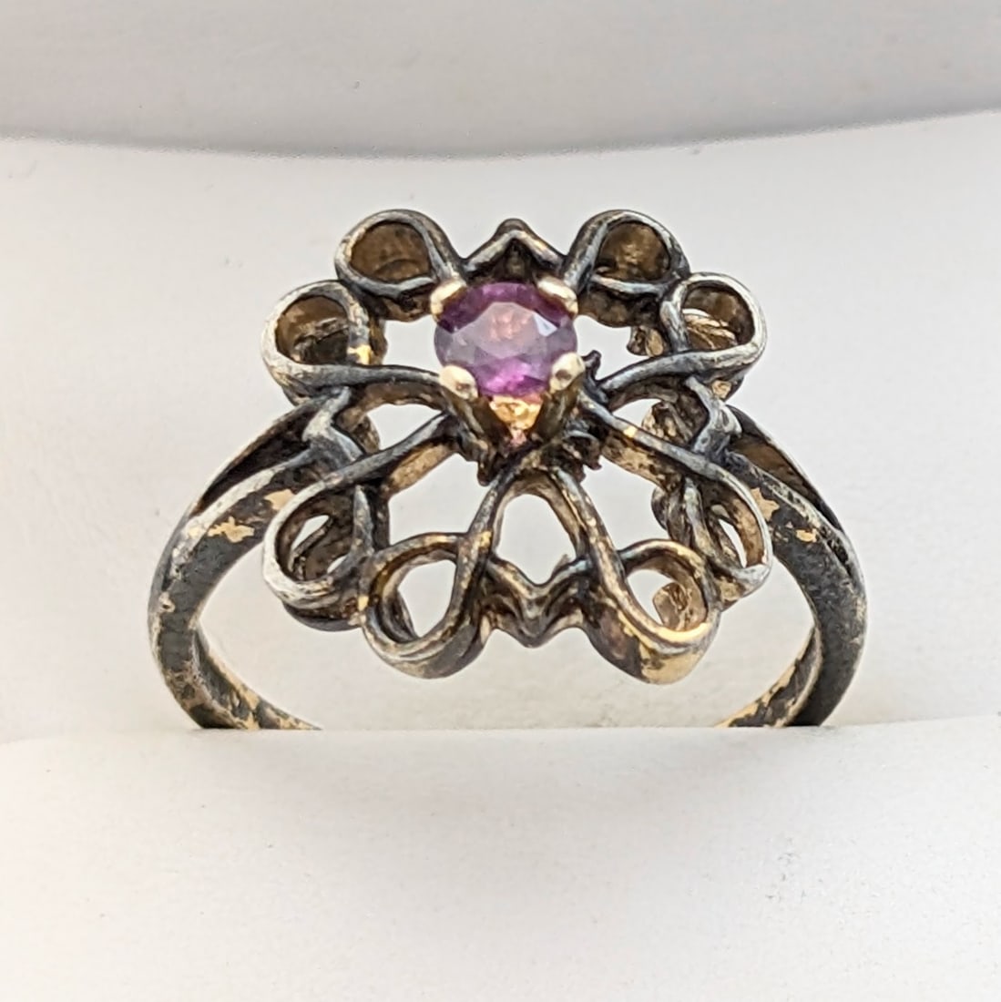 Sterling Silver Vintage Ladies Cocktail Ring: Size 8