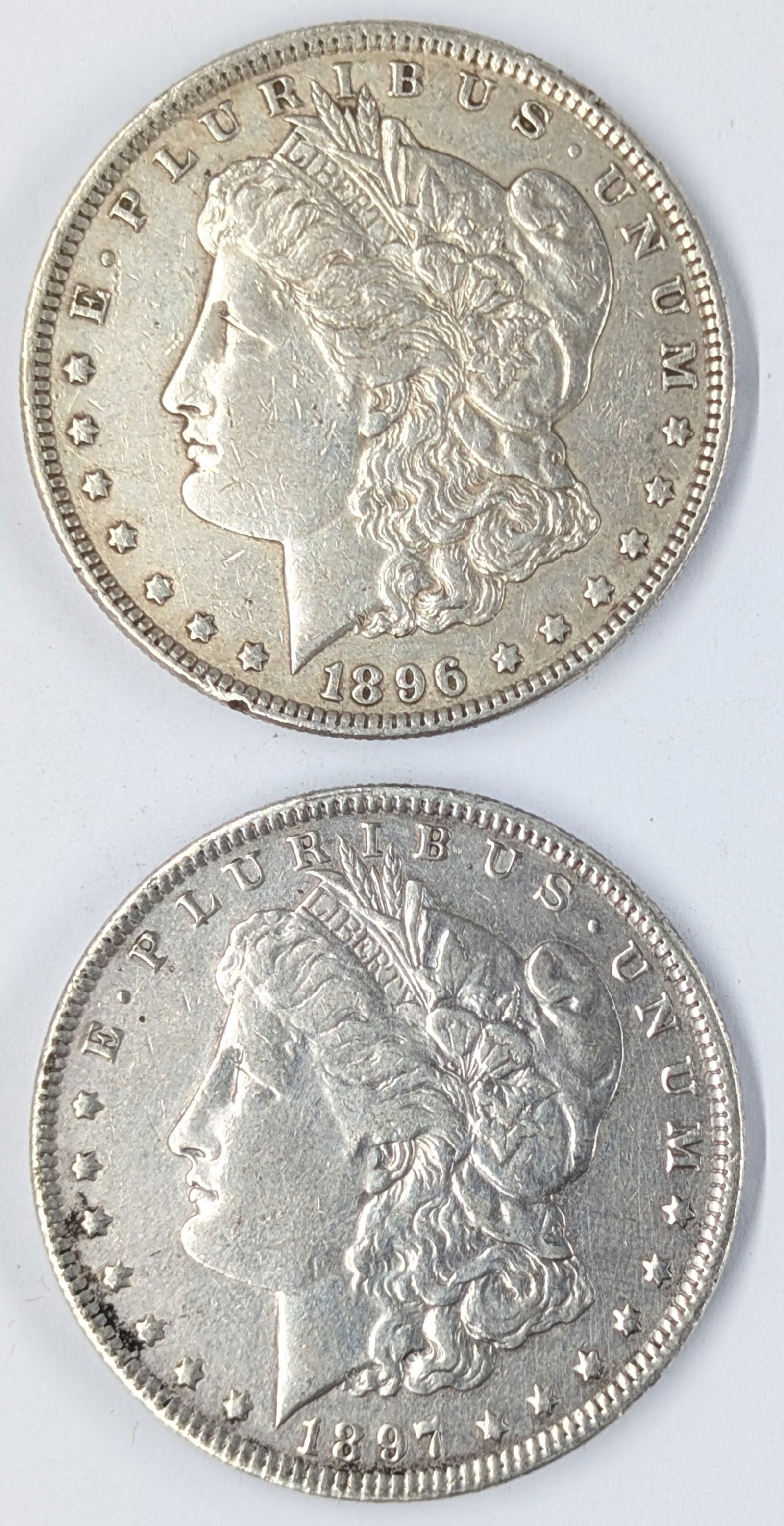 Lot of 2 Morgan Silver Dollars - 1896, 1897 (1 of 2)