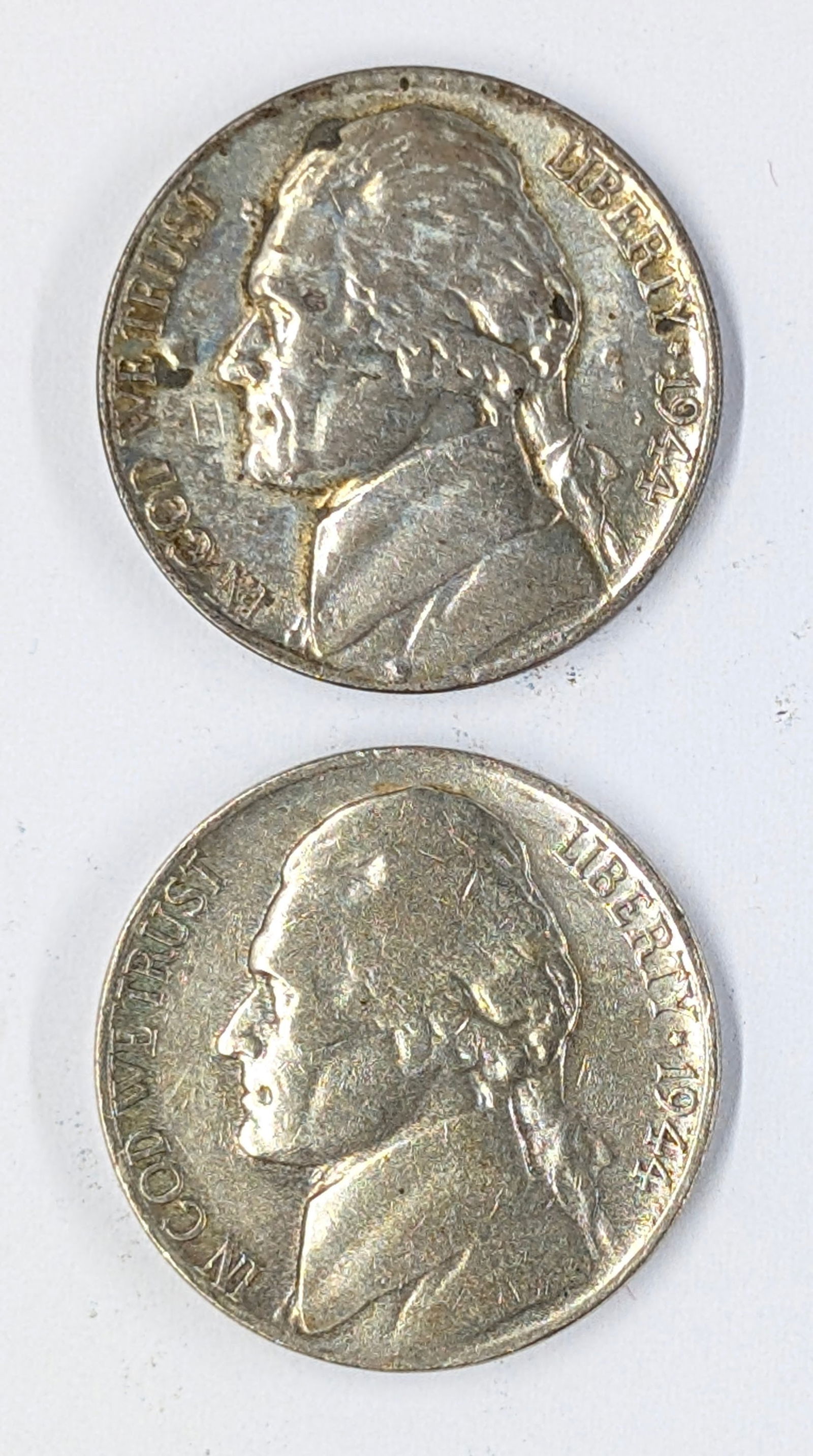 Lot of 2 Silver War Nickel - 1944 P/D (1 of 2)