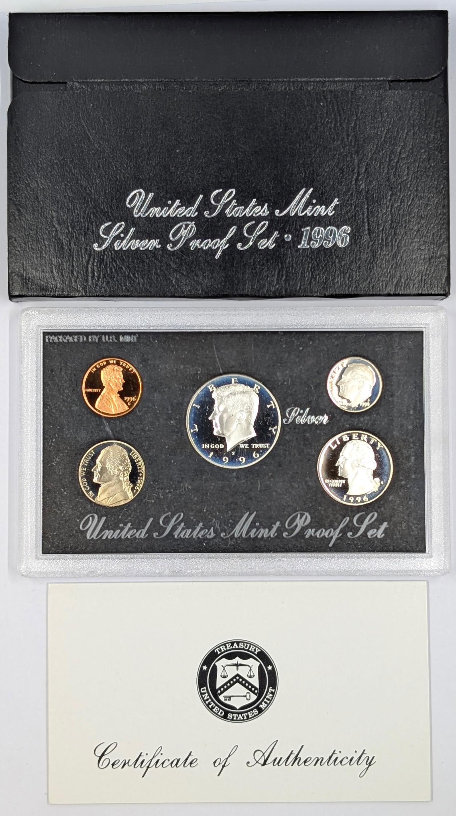 1996 Silver US Mint Proof Set w/ Silver Half, Quarter & Dime w/ COA (1 of 2)