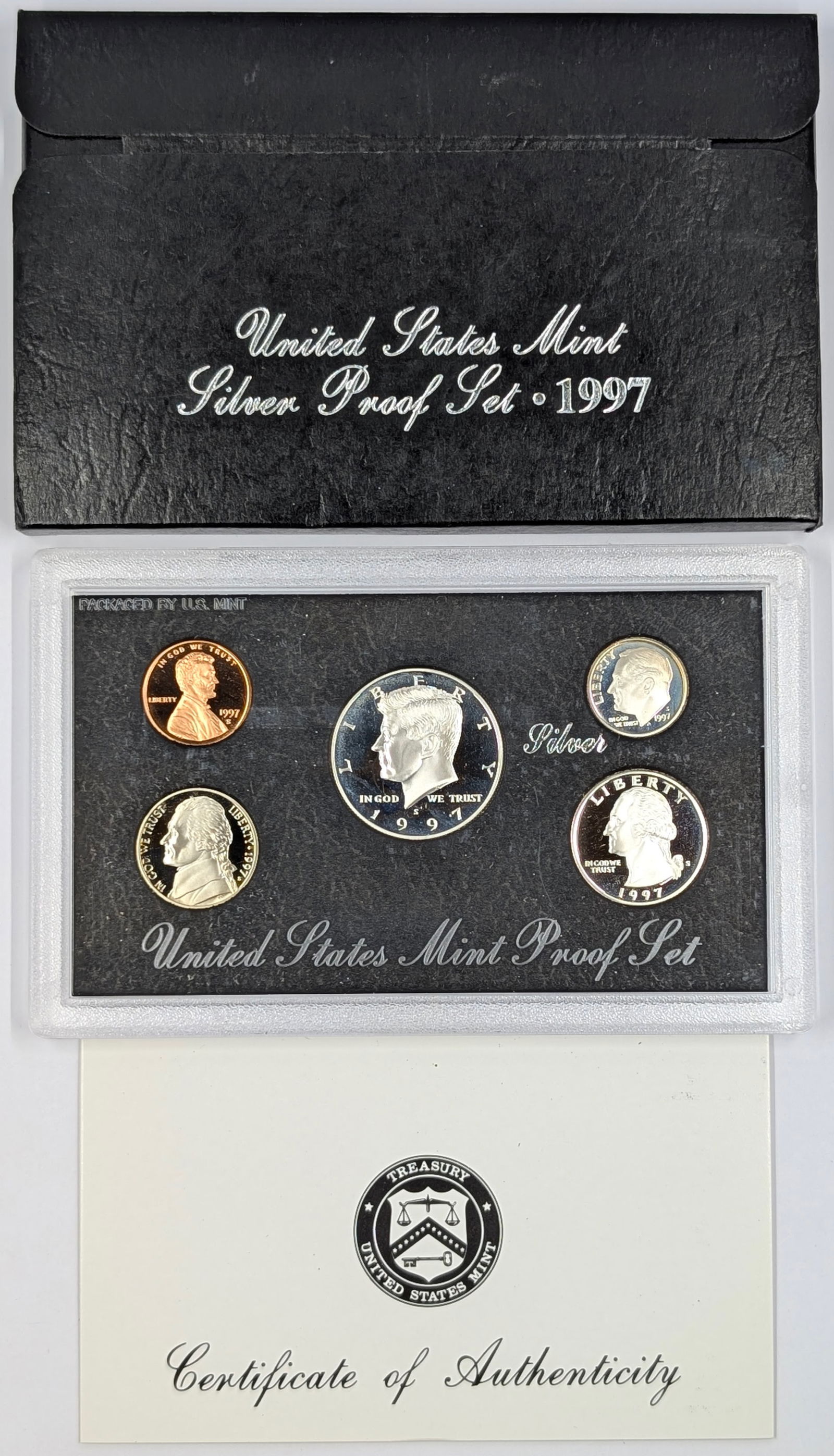 1997 Silver US Mint Proof Set w/ Silver Half, Quarter & Dime w/ COA (1 of 2)