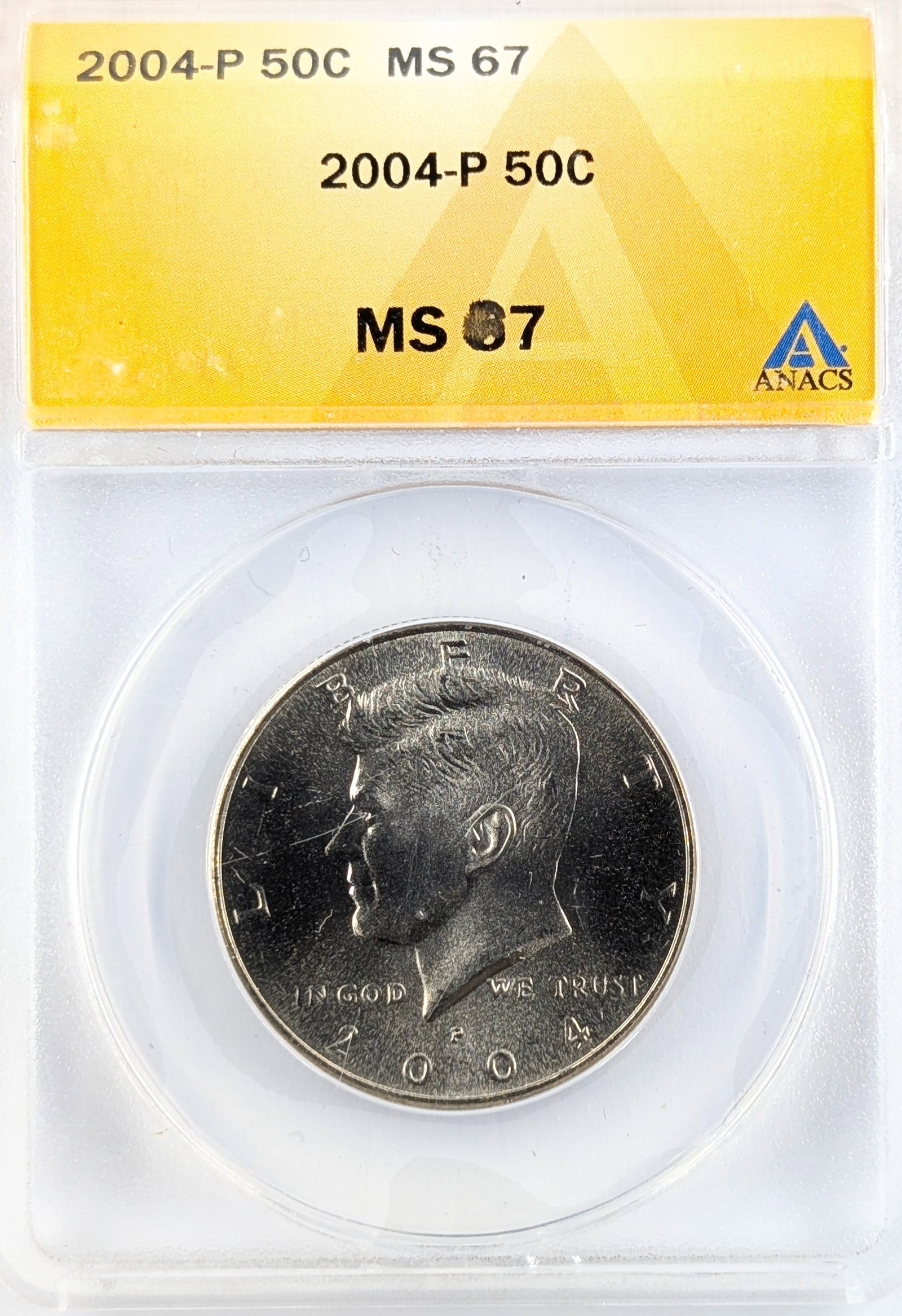 ANACS 2004-P MS67 John F Kennedy Half Dollar: Coin