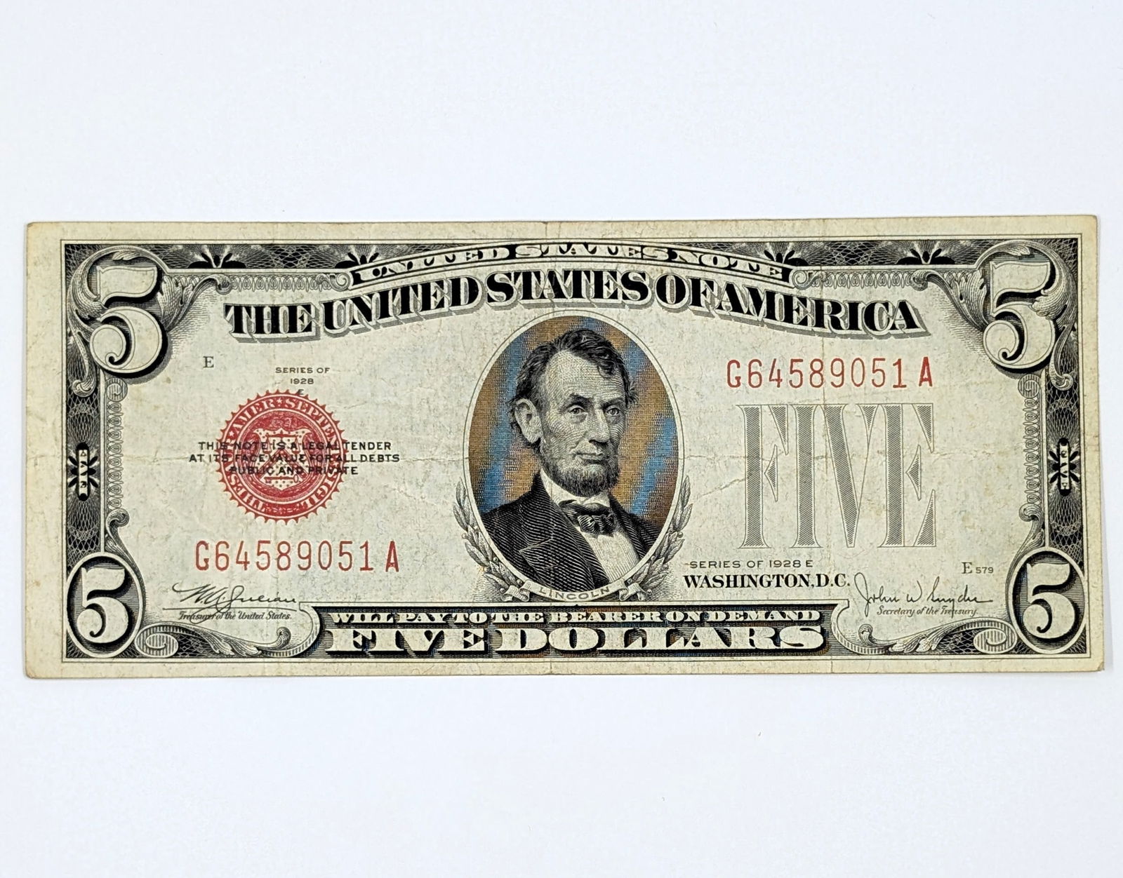 1928-E $5 Note - Red Seal (1 of 2)