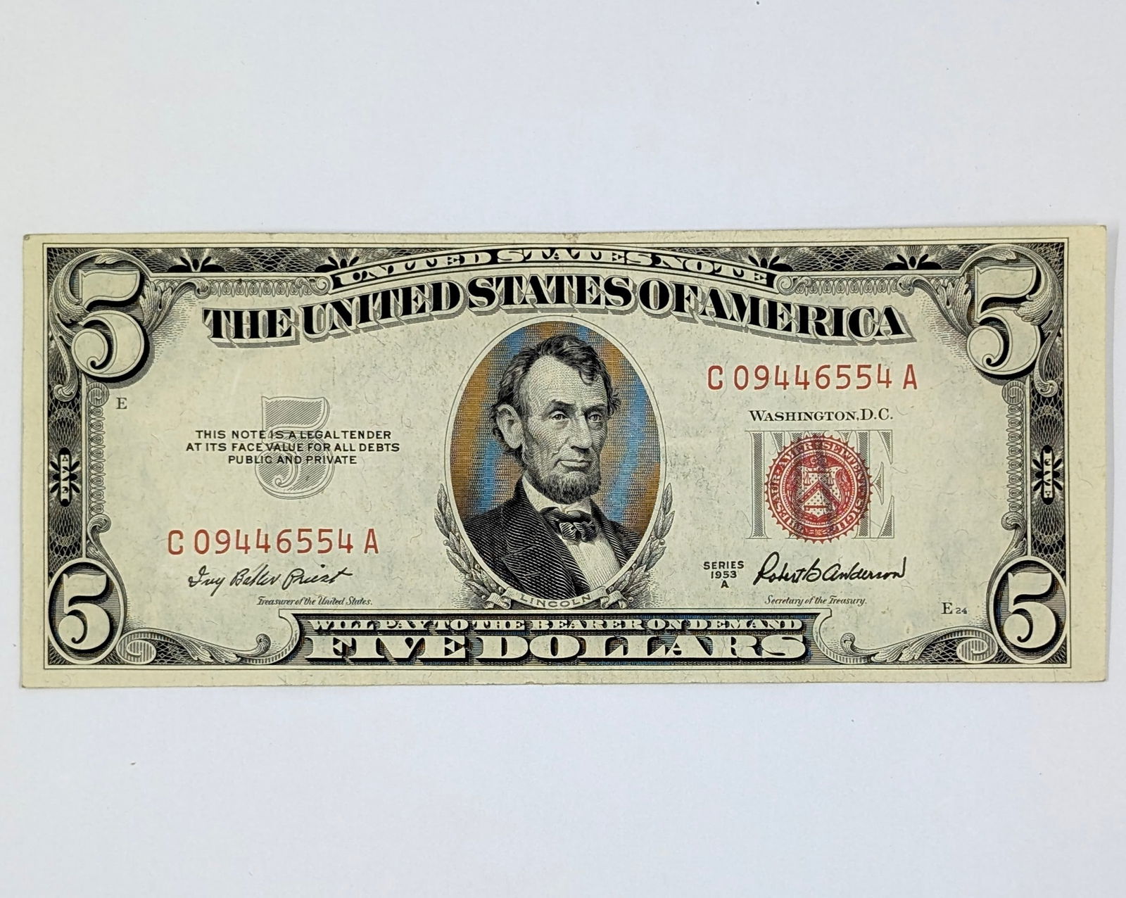 1953-A $5 Note - Red Seal (1 of 2)