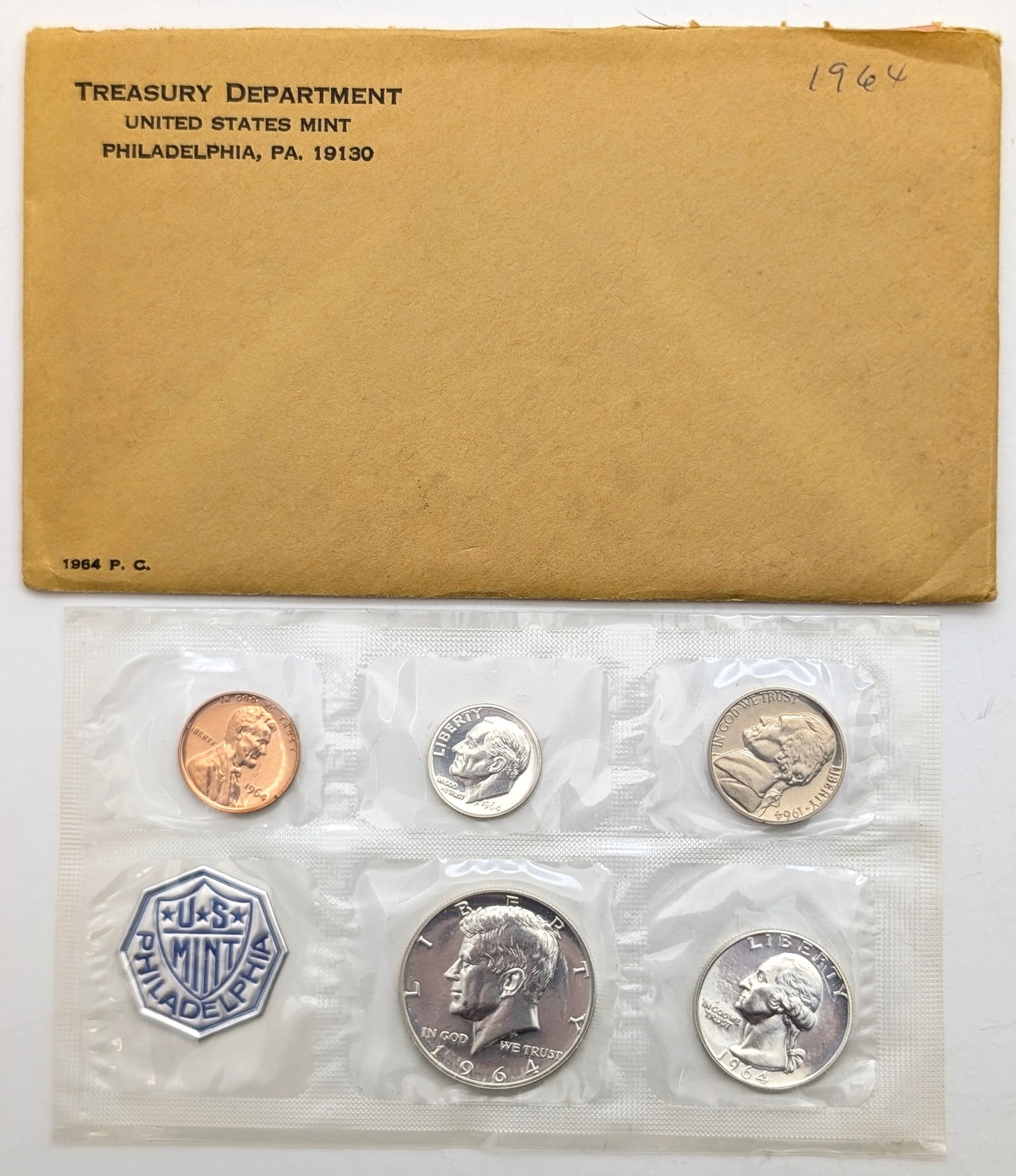 1964 Silver US Mint Proof Set w/ Silver Half, Quarter & Dime - Some Coins Toned (1 of 2)