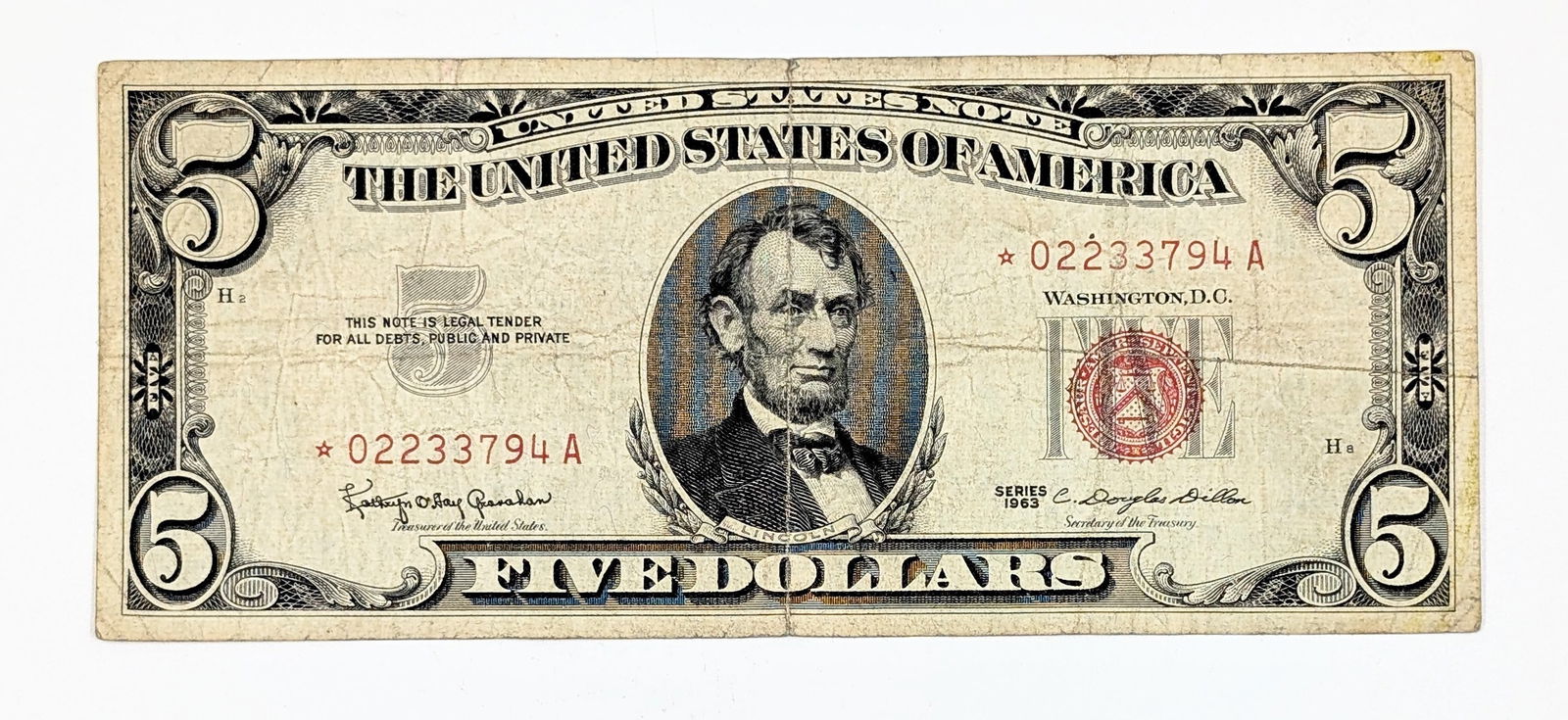 1963 $5 Star Note- Red Seal (1 of 2)