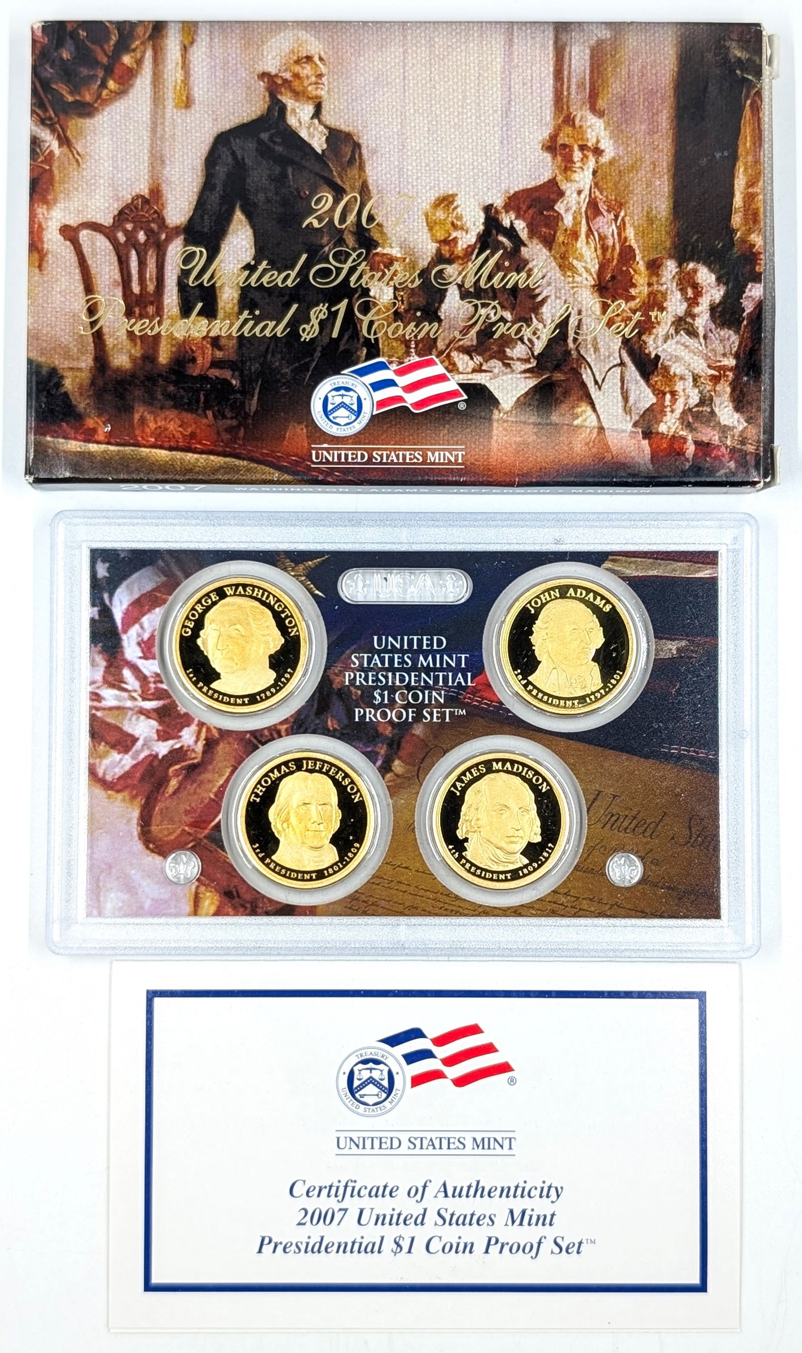 Lot of 4 US Proof Presidential Dollars - 2007 (1 of 2)