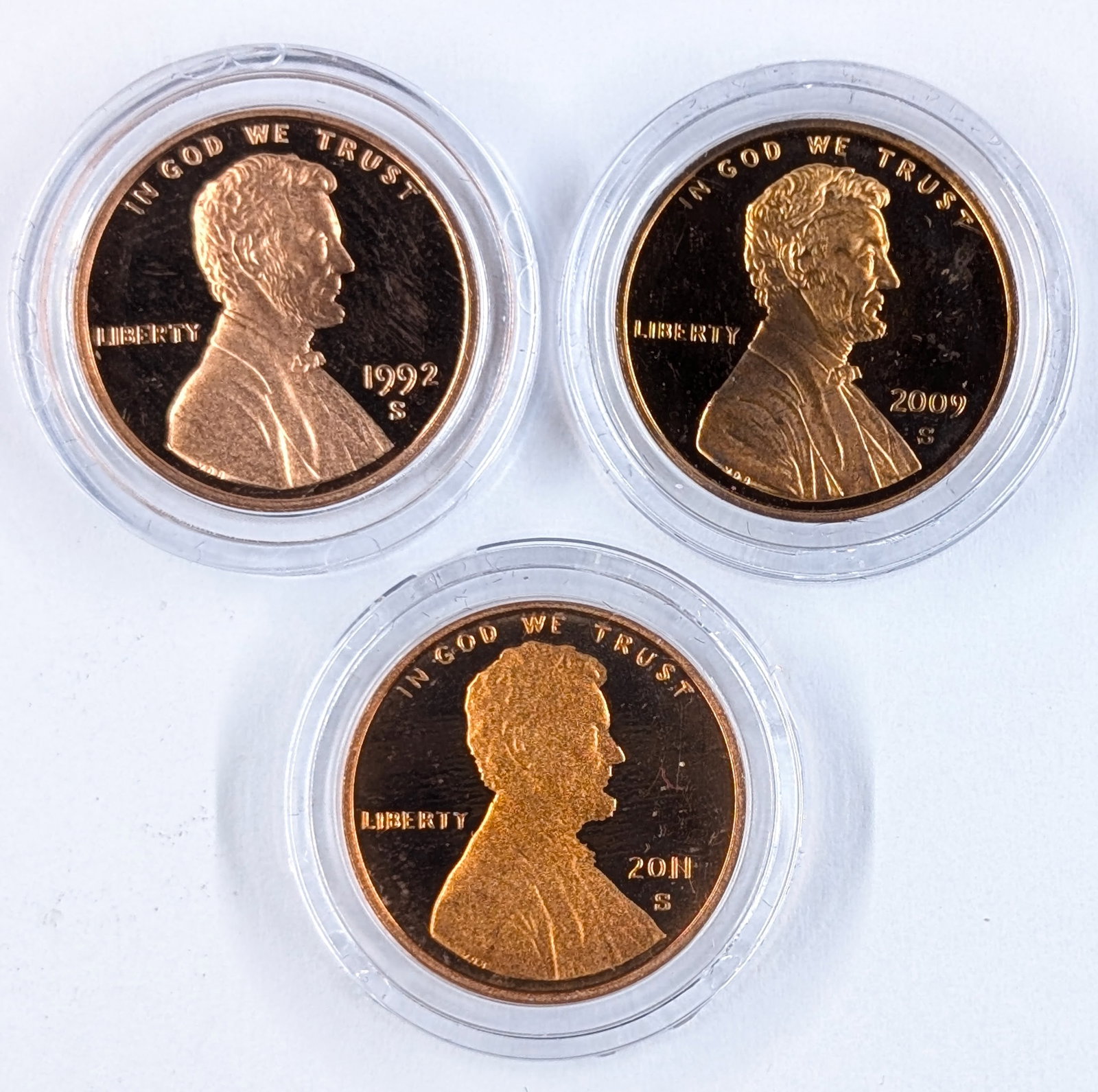 Lot of 3 Uncirculated Mint Lincoln Cents 92s, 09s and 11s: _