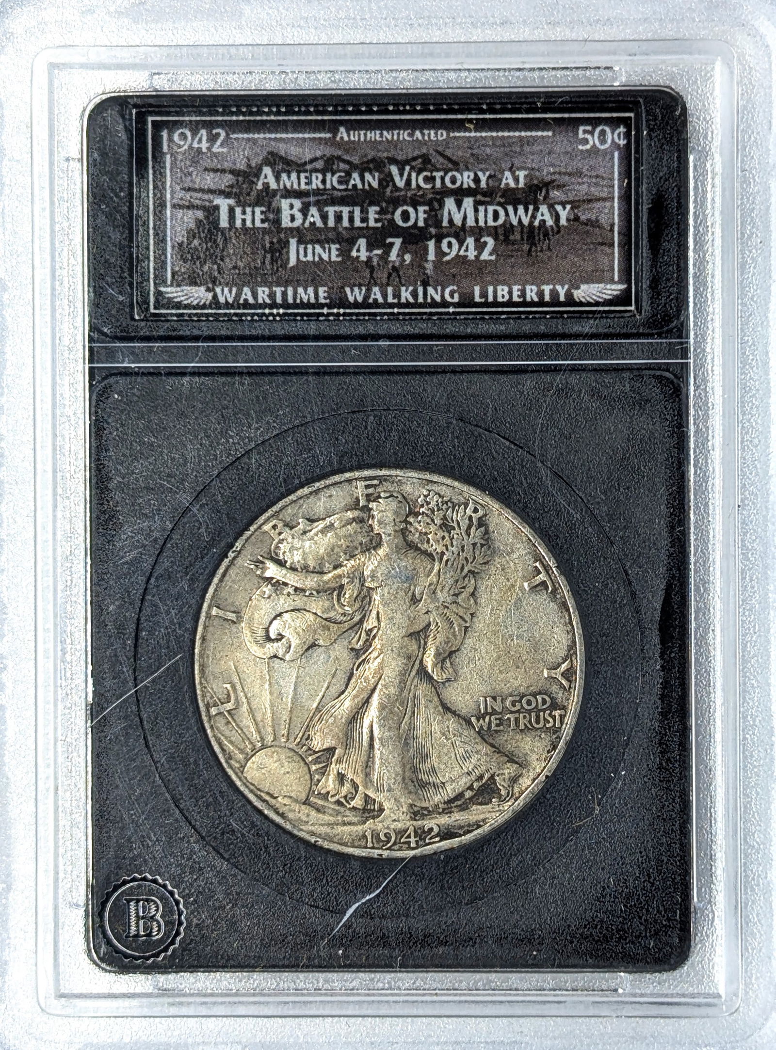 1942-S Silver Walking Liberty Half Dollar - Battle of Midway: Silver