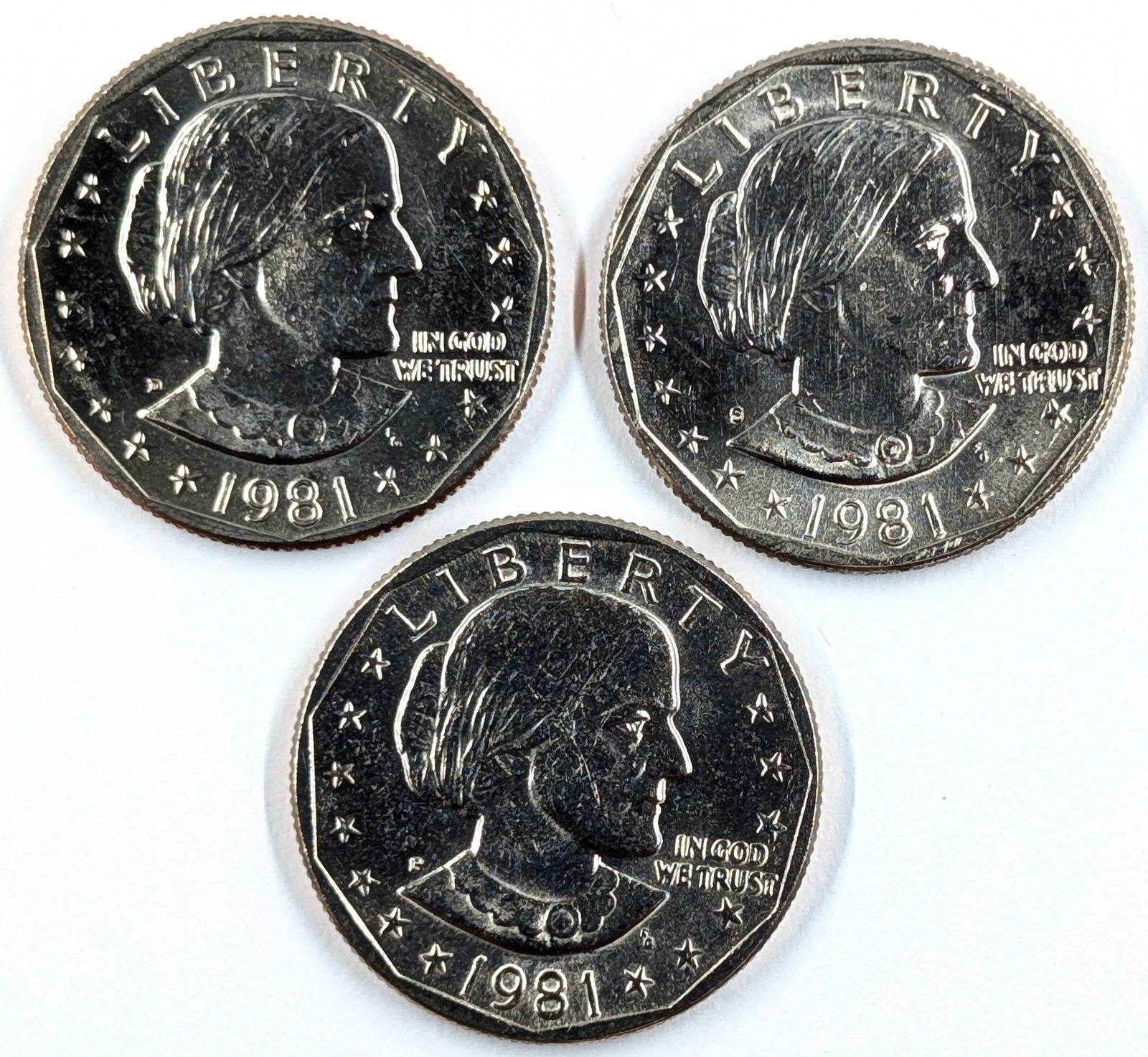 Lot of 3 Uncirculated 1981 Susan B. Anthony Dollars (1 of 3)