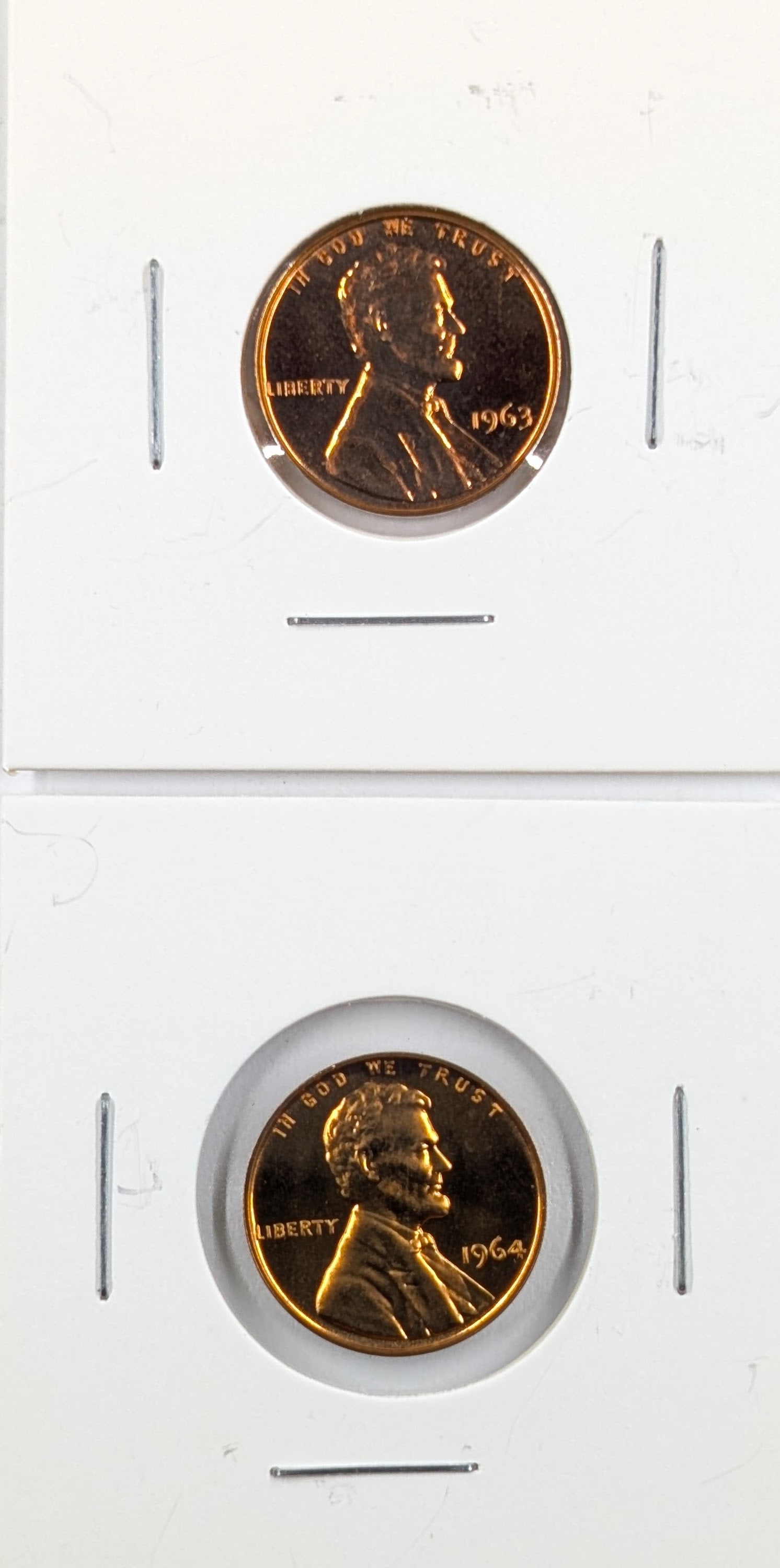 Lot of 2 Proof Lincoln Cents - 1963, 1964 (1 of 2)