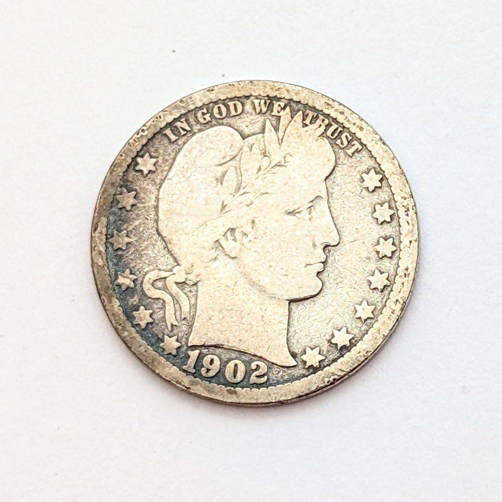 1902-O Silver Barber Quarter- Toned (1 of 2)