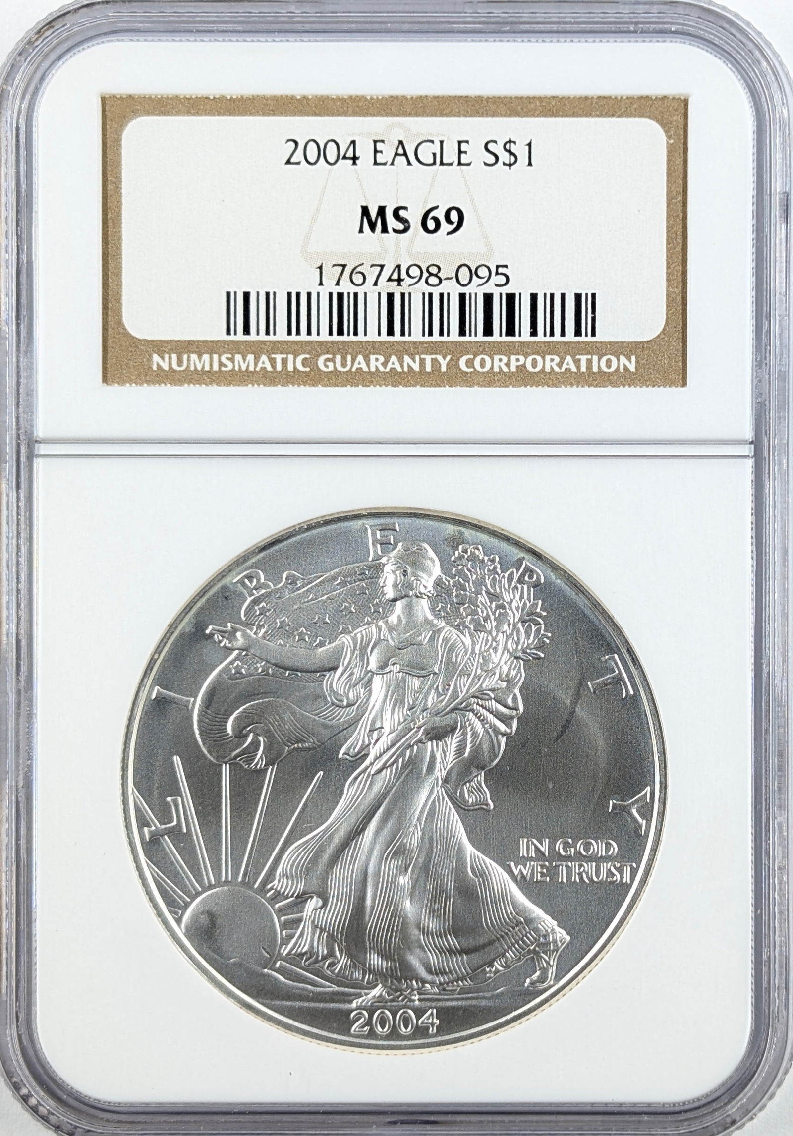 NGC 2004 MS69 American Silver Eagle Dollar (1 of 2)