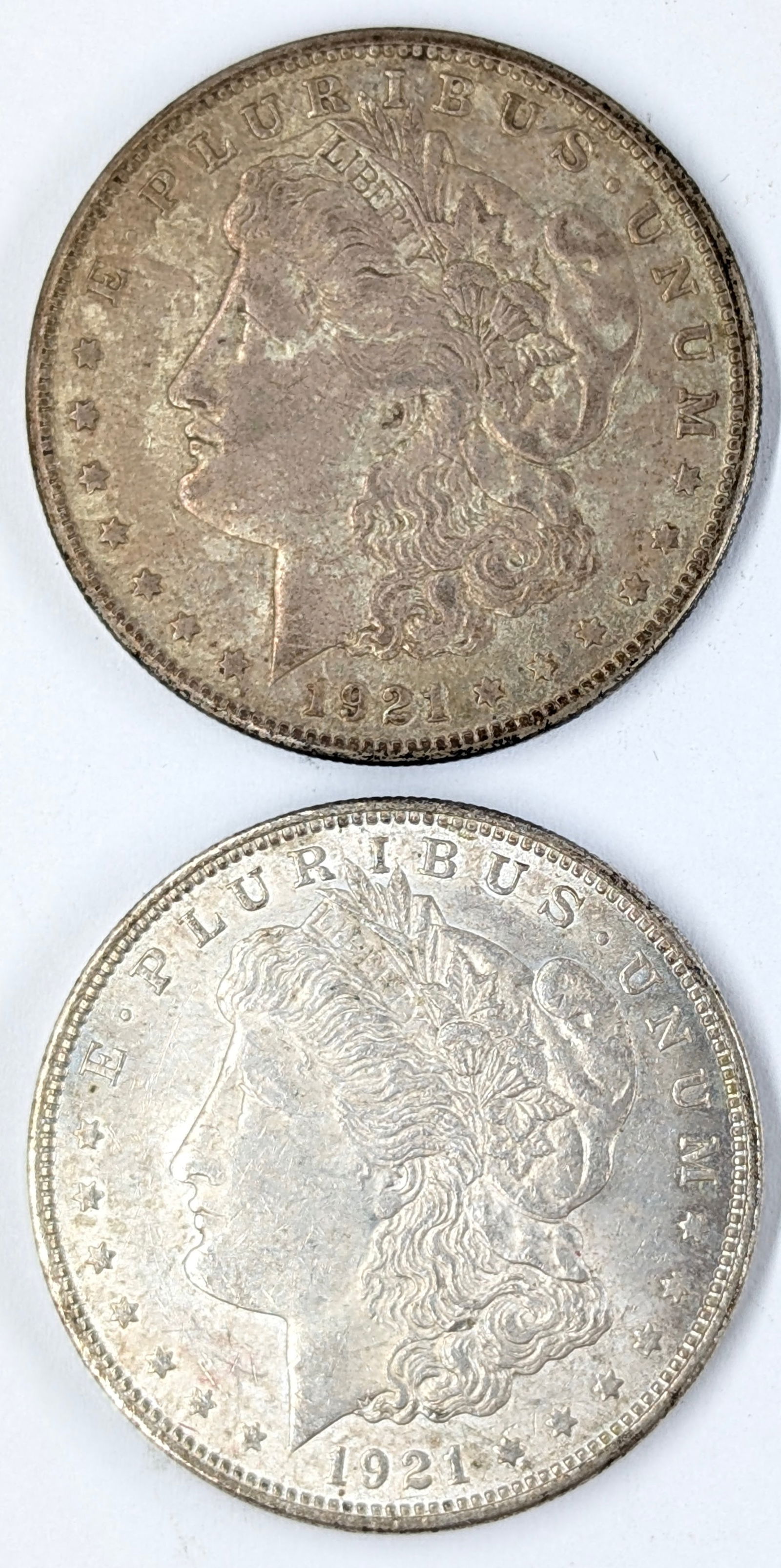 Lot of 2 Morgan Silver Dollars - 1921 P/S (1 of 2)