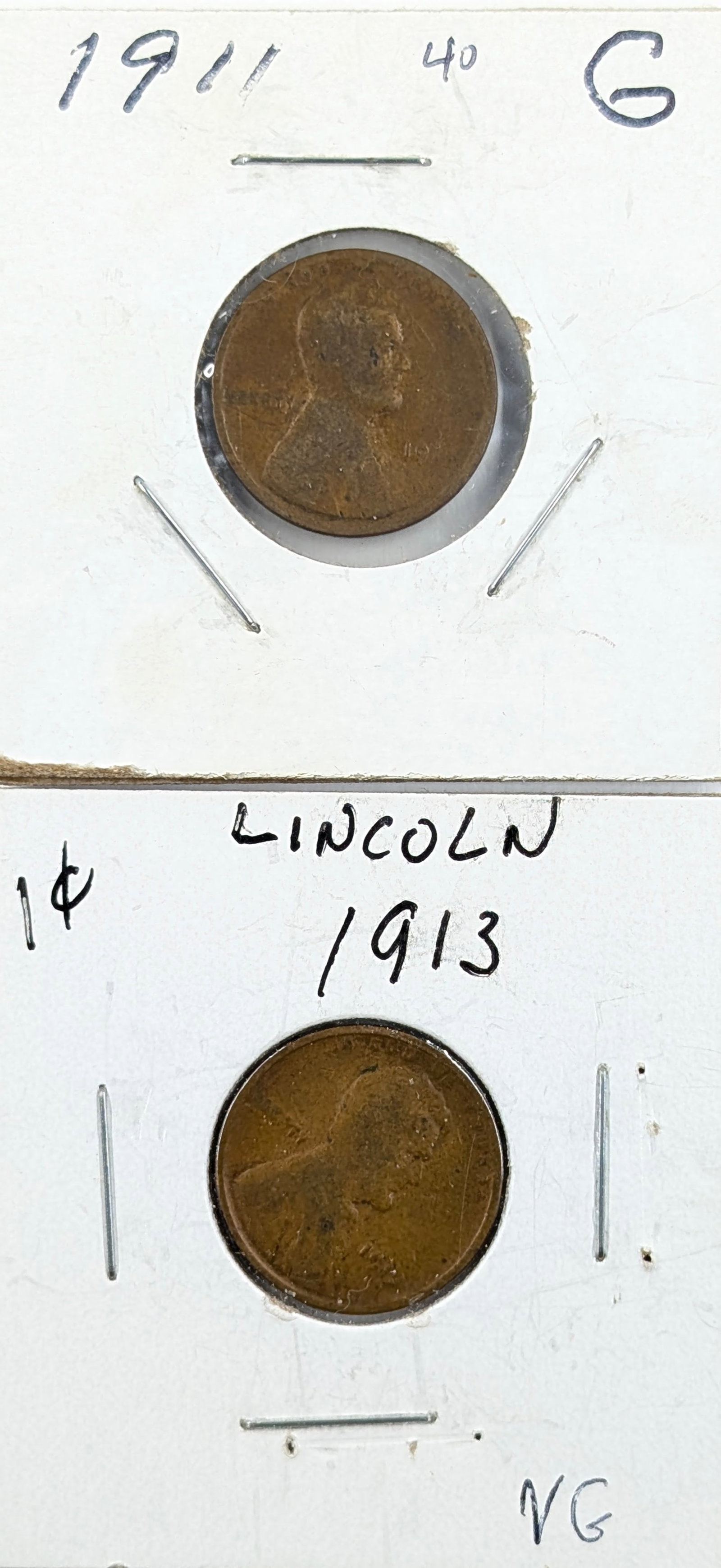 Lot of 2 Wheat Cents - 1911, 1913: Coin