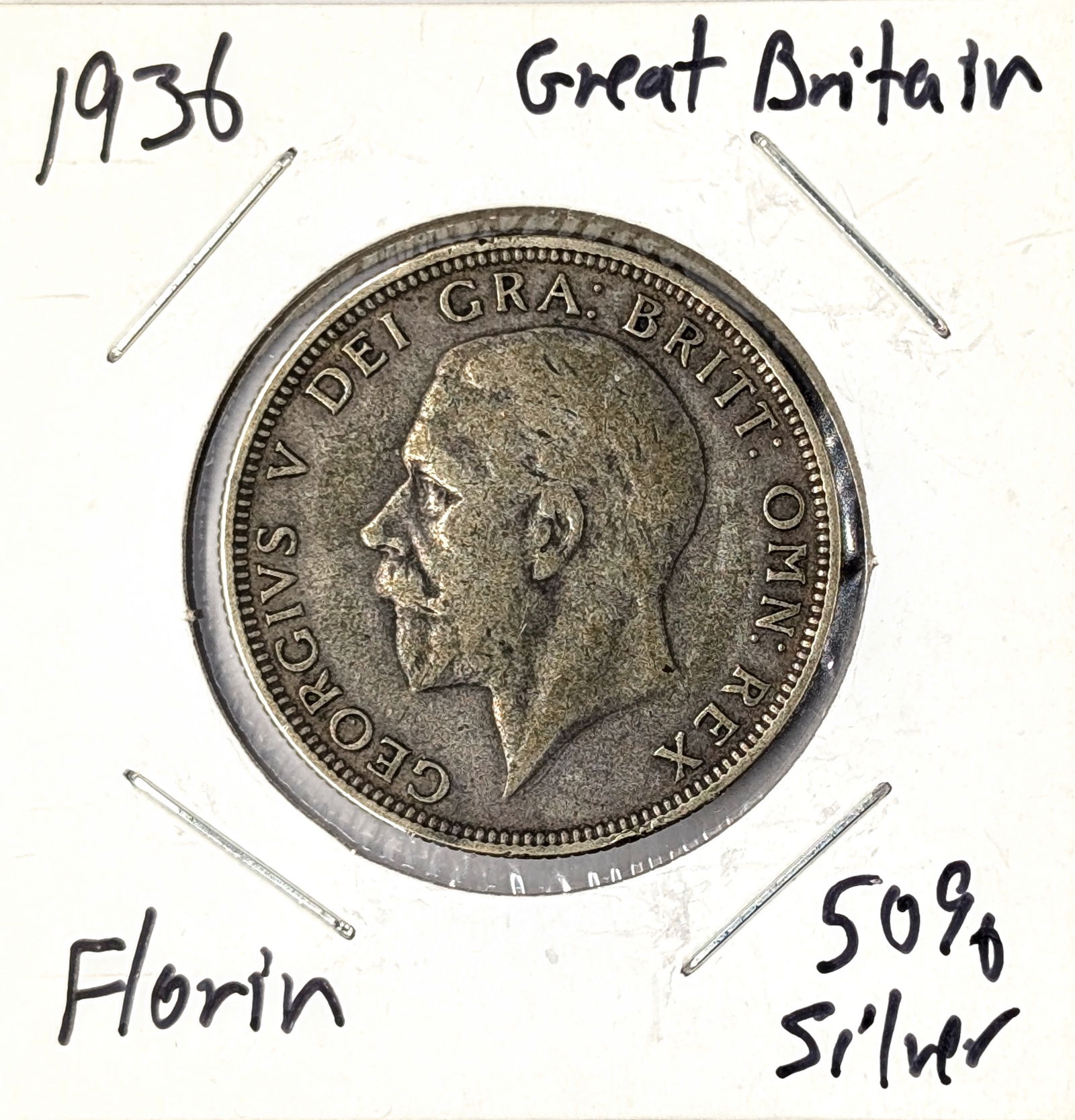 1936 Silver Great Britain Florin: Silver