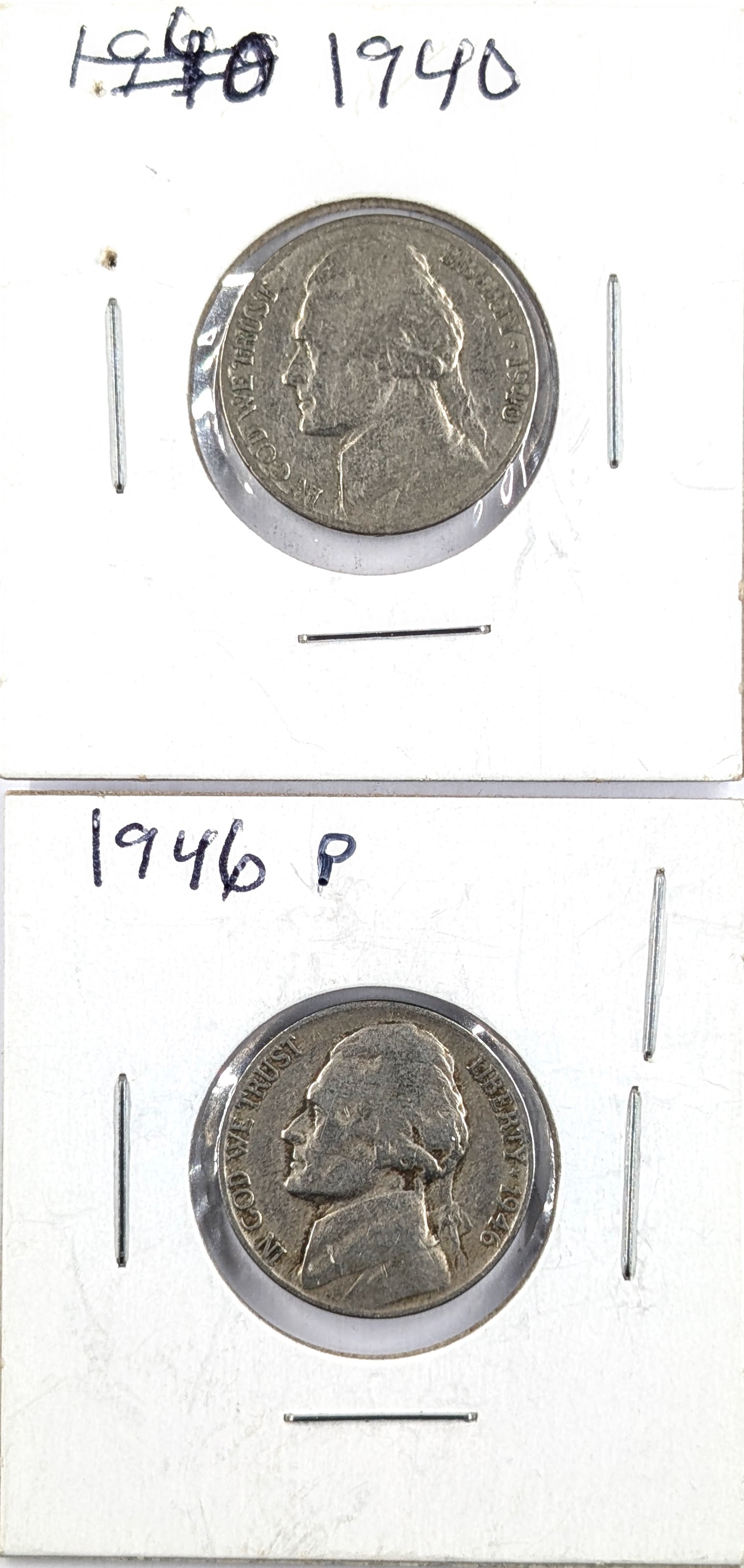 Lot of 2 Jefferson Nickels- 1940,1946: Coin