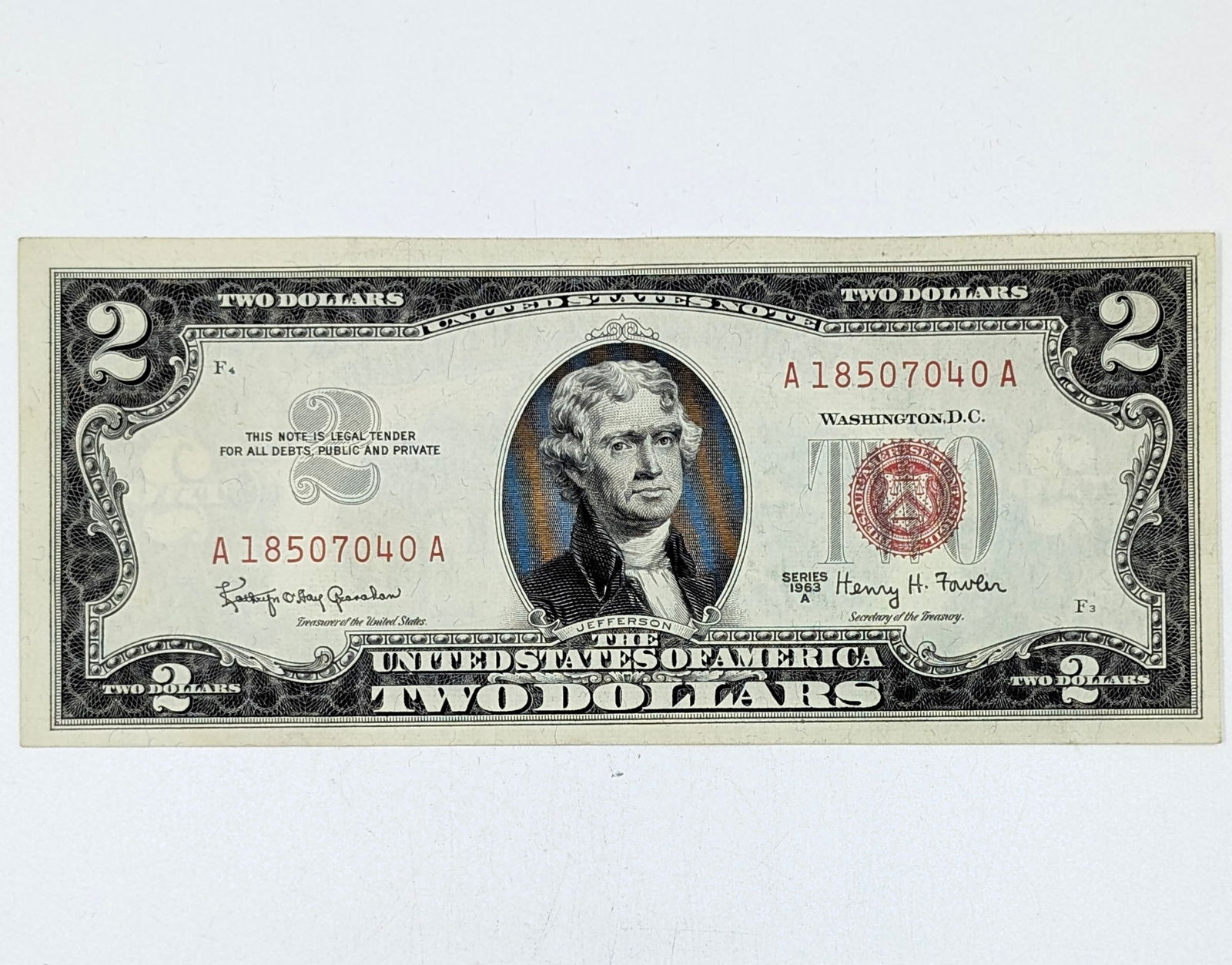 1963-A $2 Note - Red Seal - Crisp (1 of 2)