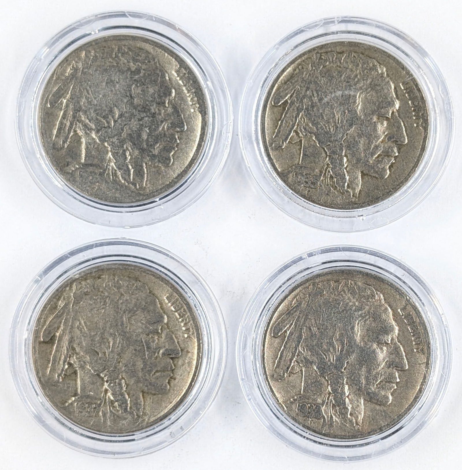 Lot of 4 Buffalo Head Nickels - 1935-1938 (1 of 2)
