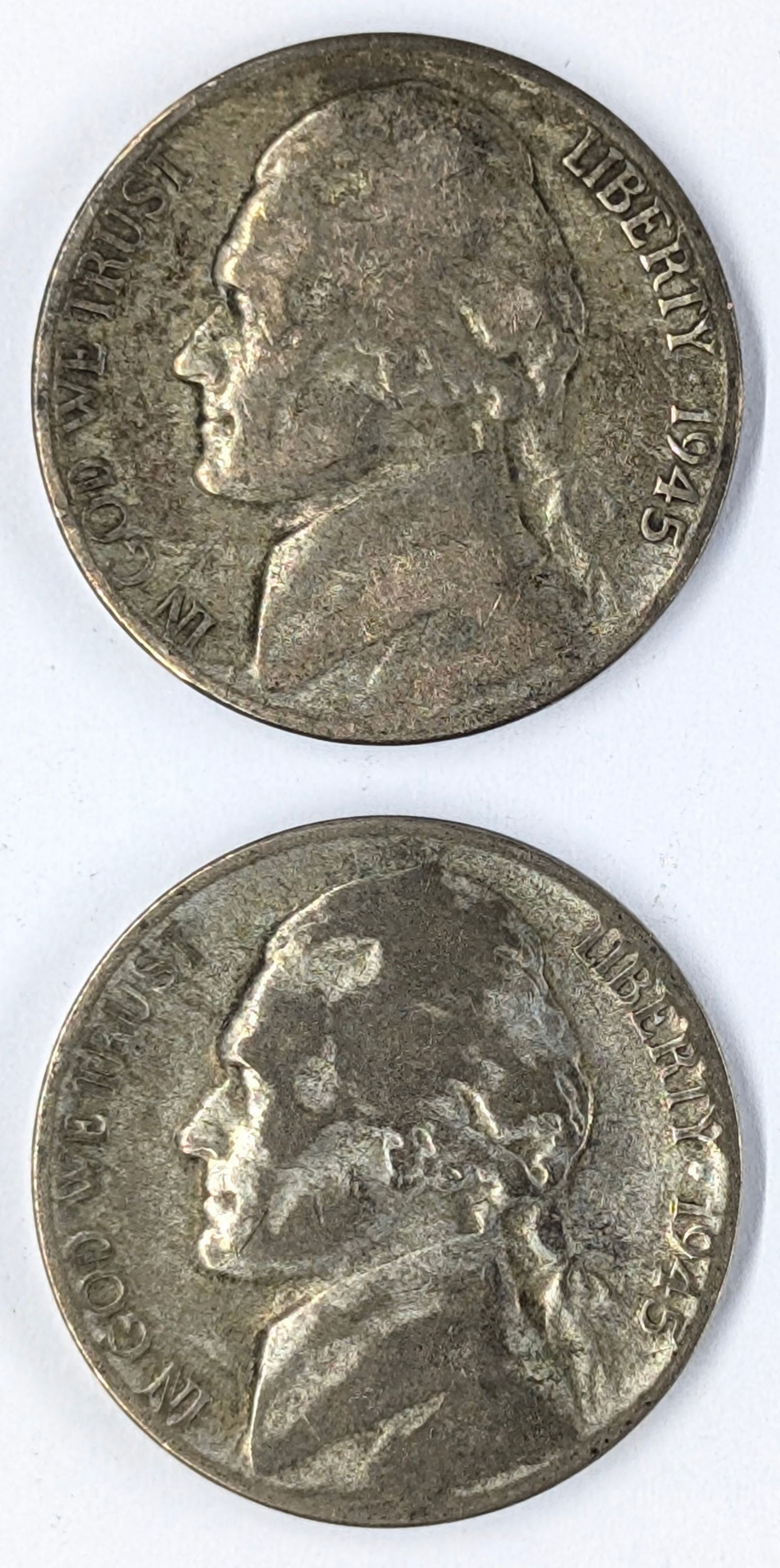 Lot of 2 Silver War Nickels - Both 1945-S (1 of 2)