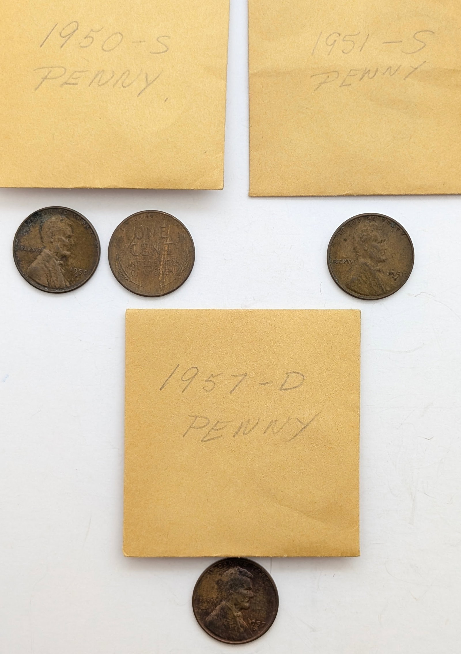 Lot of 4 Wheat Cents - 1950-S(2), 1951-S, 1957-D (1 of 4)