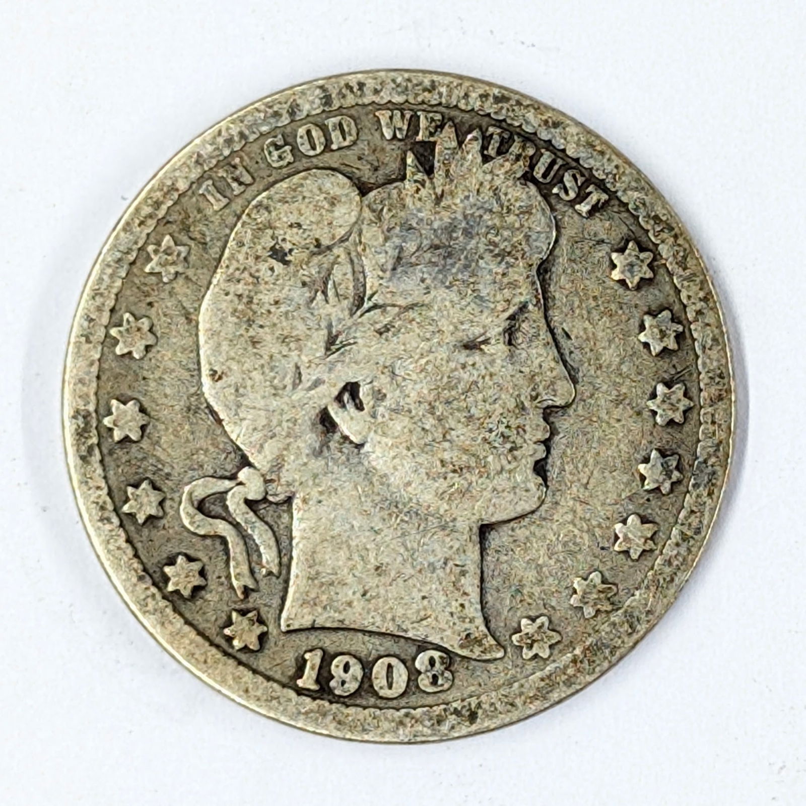 1908-D Silver Barber Quarter: Silver