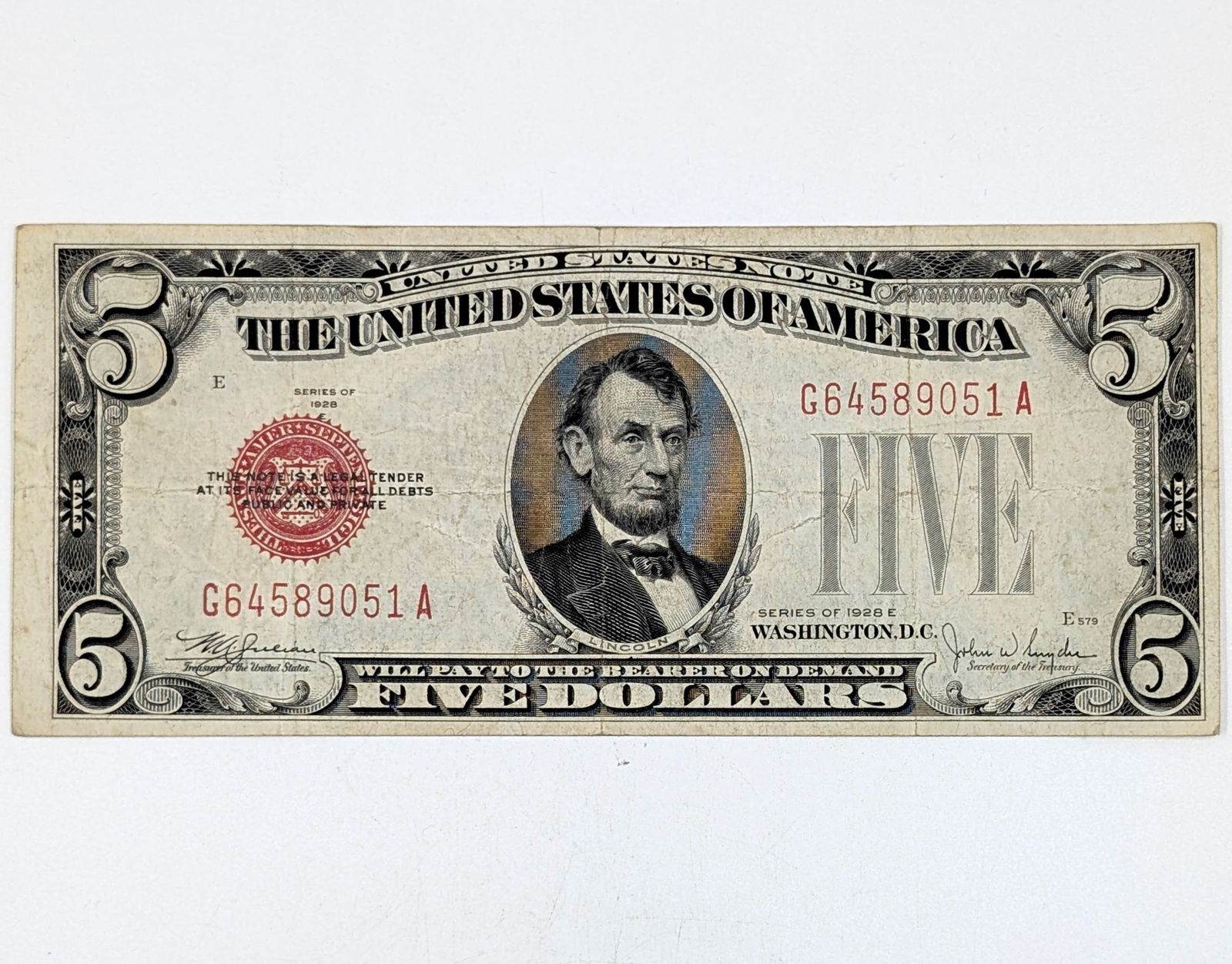 1928-E $5 Note - Red Seal (1 of 2)