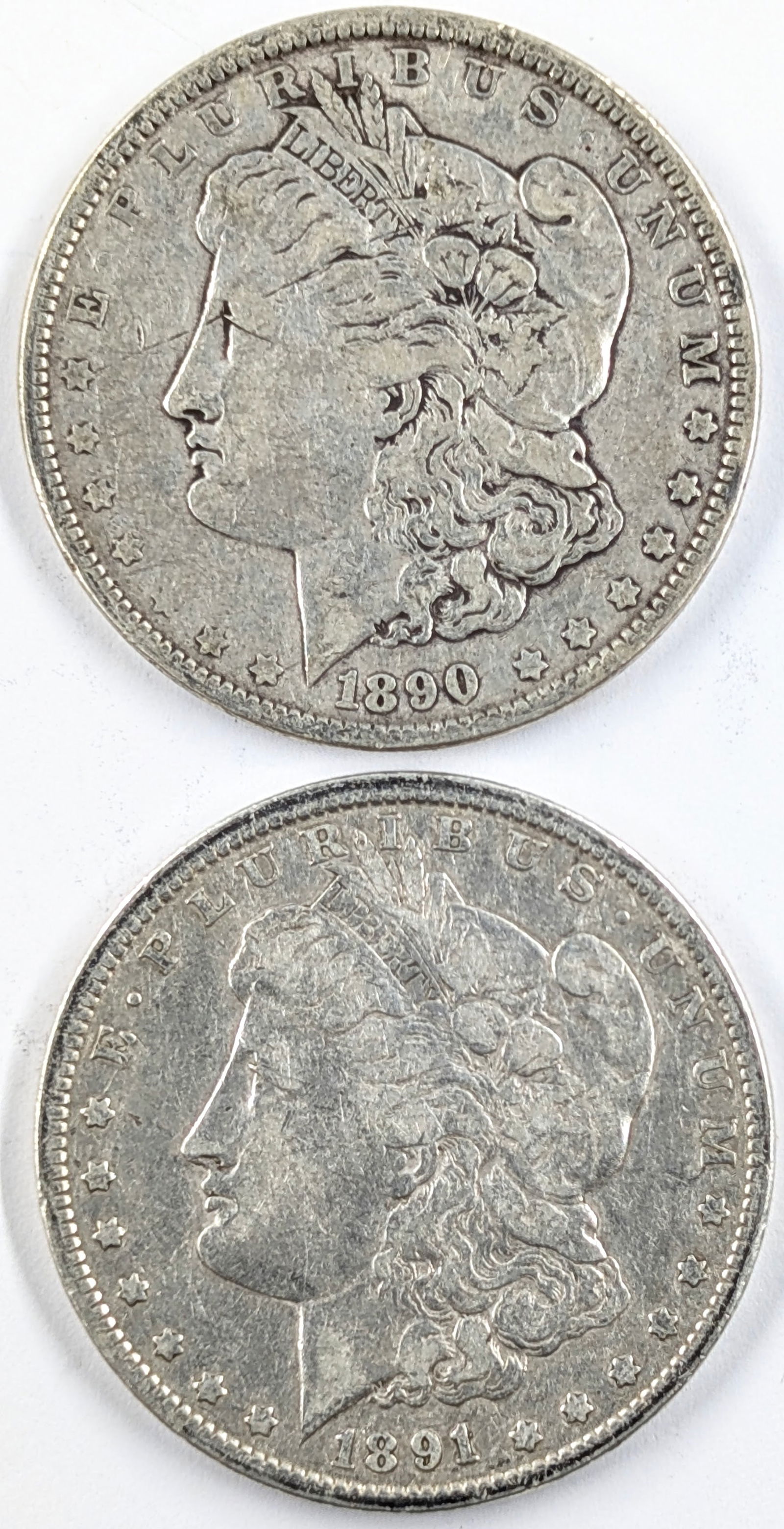 Lot of 2 Morgan Silver Dollars- 1890, 1891 (1 of 2)