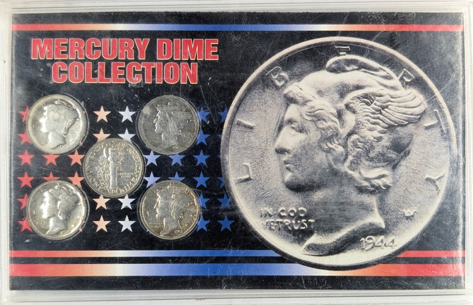 Mercury Dime Collection w/ 5 Silver Mercury Dimes -1917-1941 (1 of 2)
