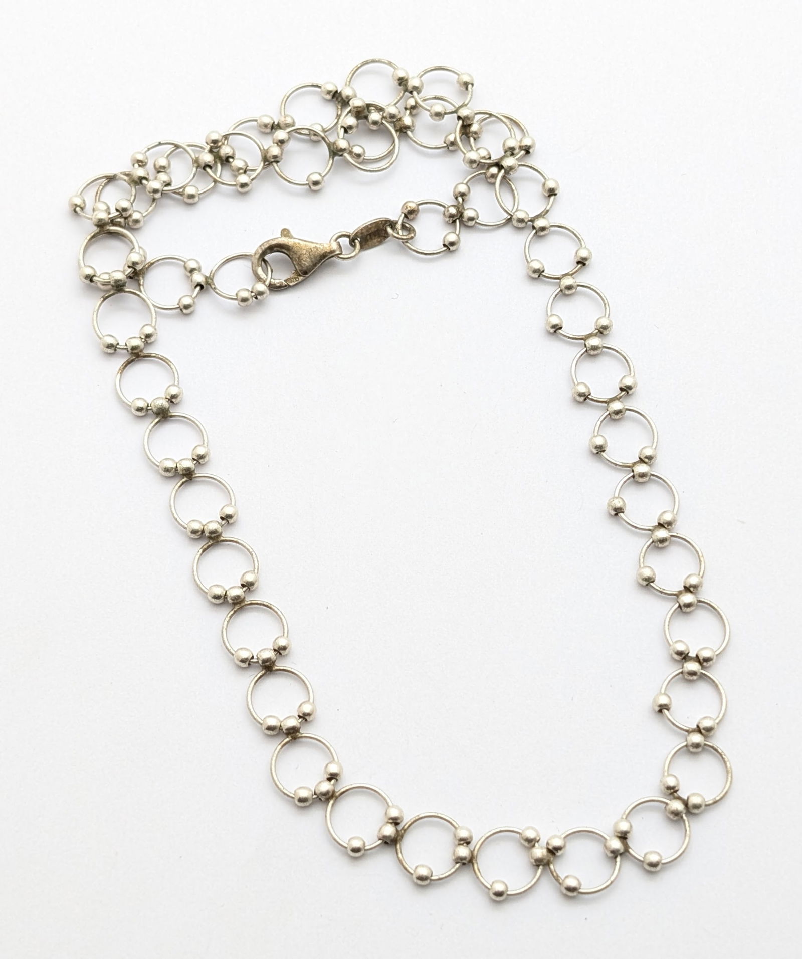 Vintage Sterling Silver Circle Link Chain Ladies Necklace (1 of 6)