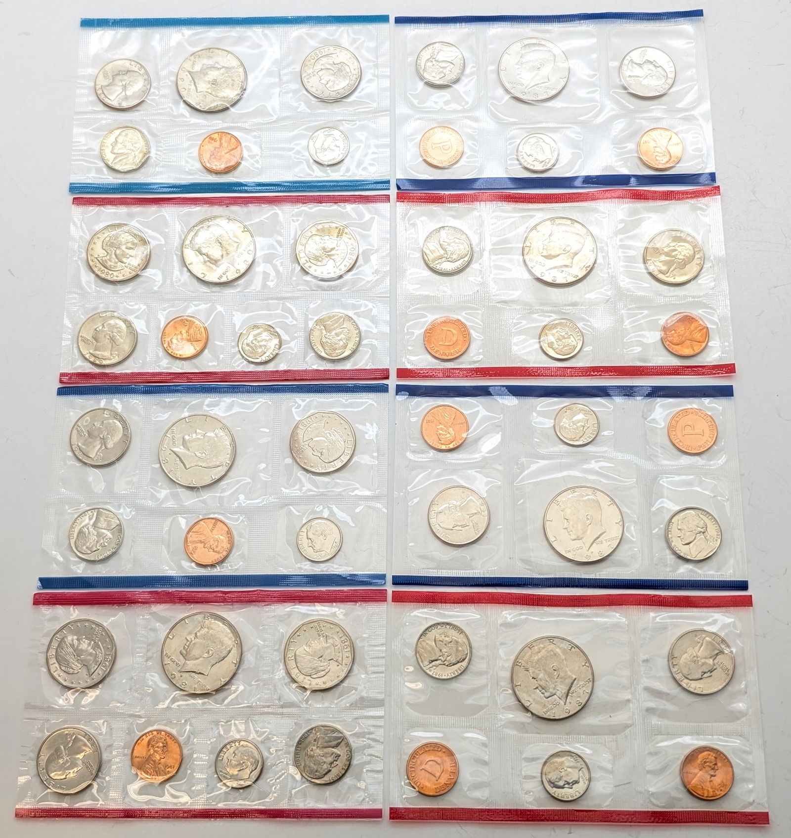 Lot of 4 US Mint Uncirculated Coin Sets- 1980, 1981, 2 1987 (1 of 2)