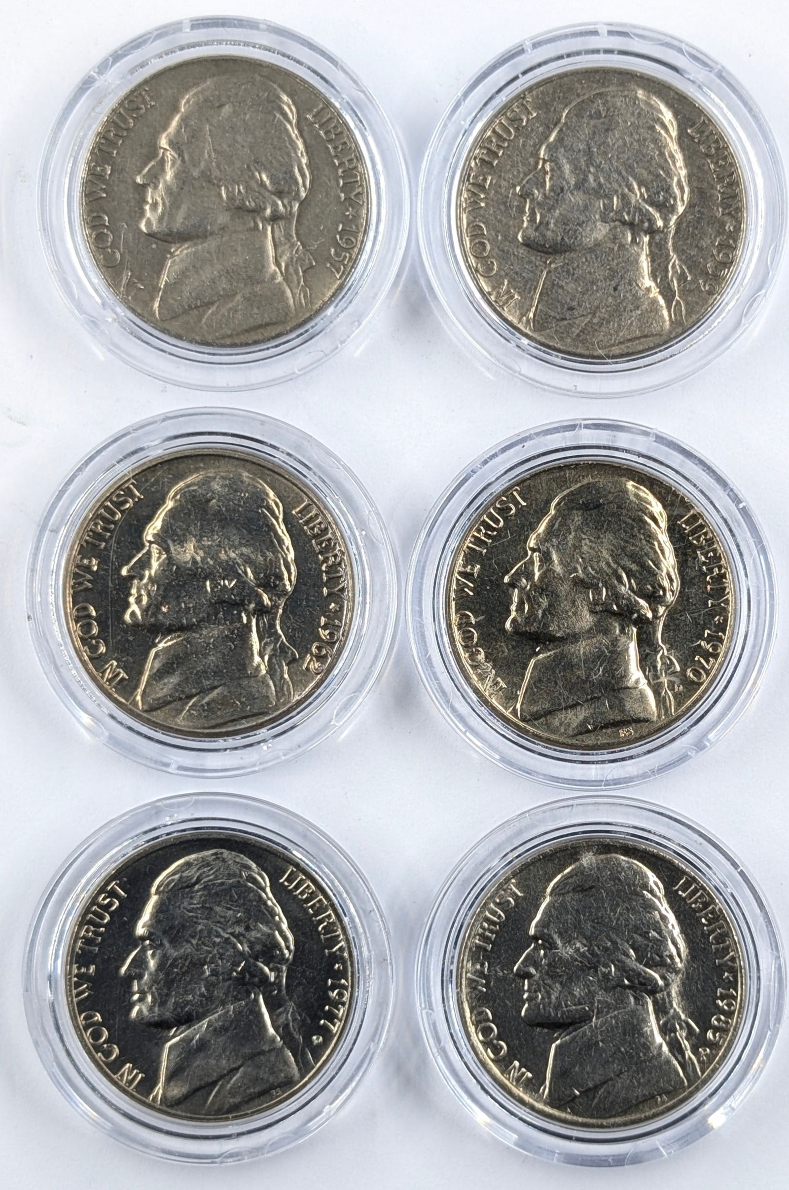 Lot of 6 Jefferson Nickels- 1957-1985 (1 of 2)