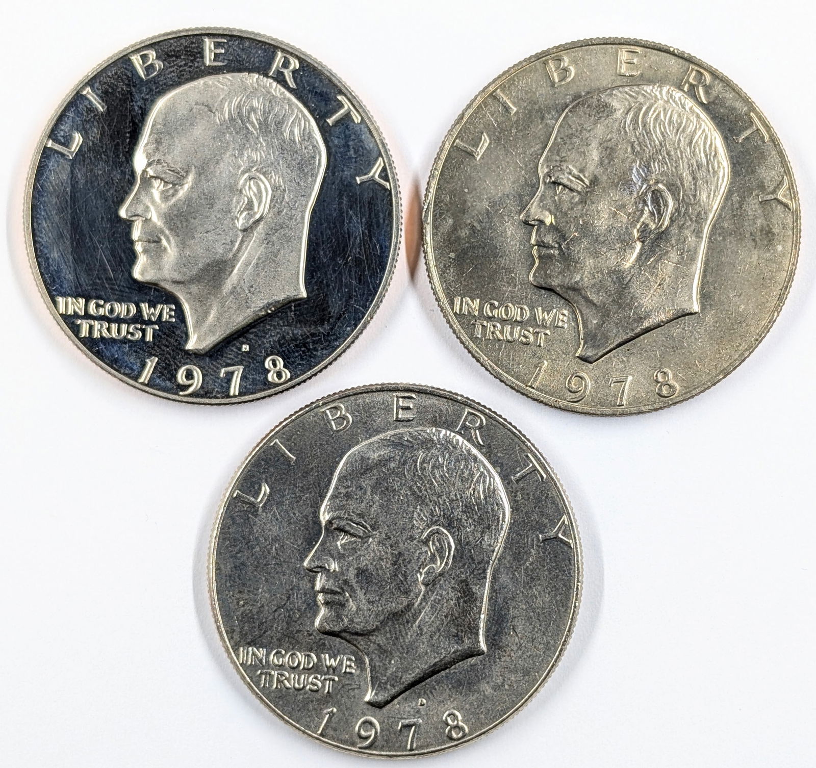 Lot of 3 Eisenhower Dollar Coins- 1978 S,P, &D (1 of 2)