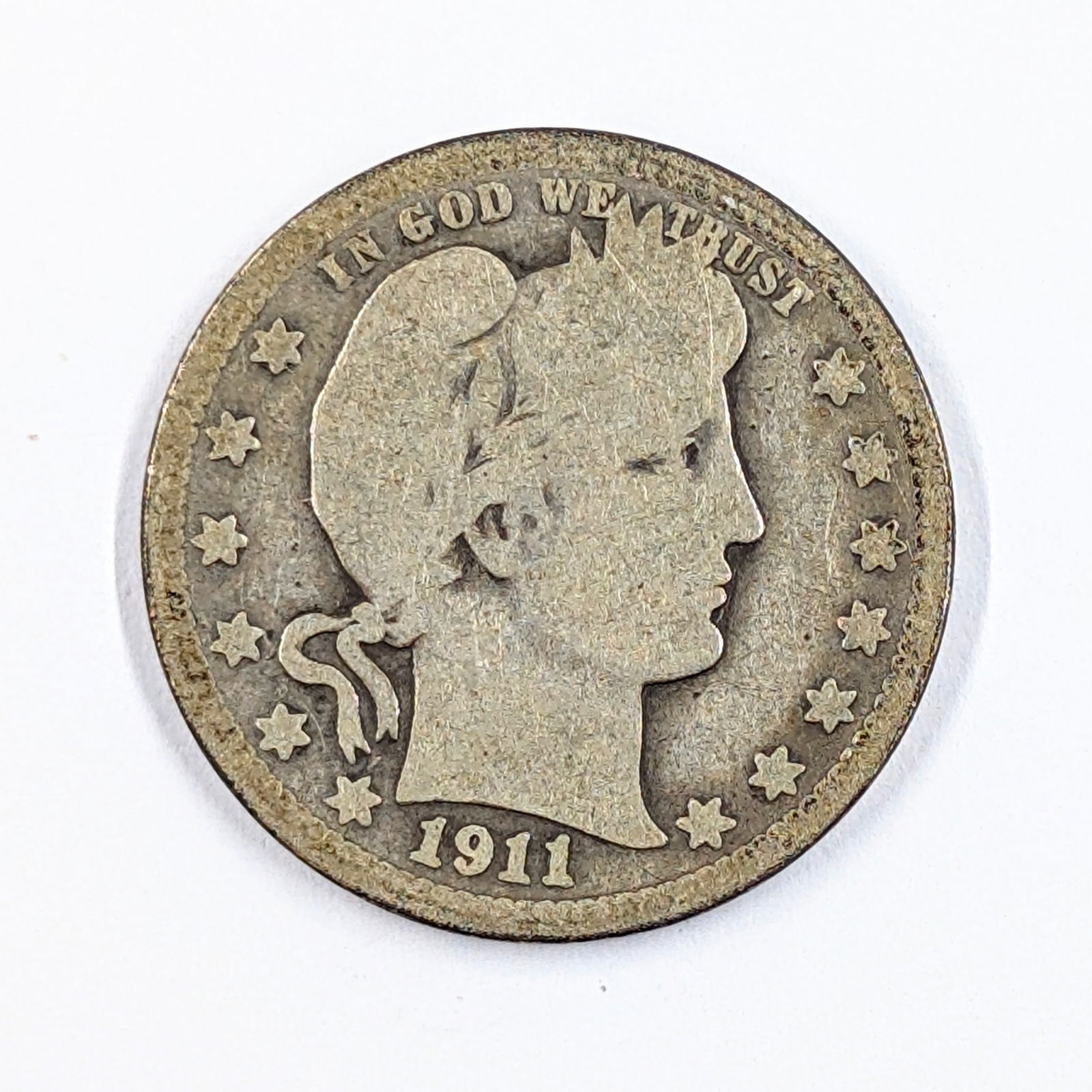 1911 Silver Barber Quarter (1 of 2)