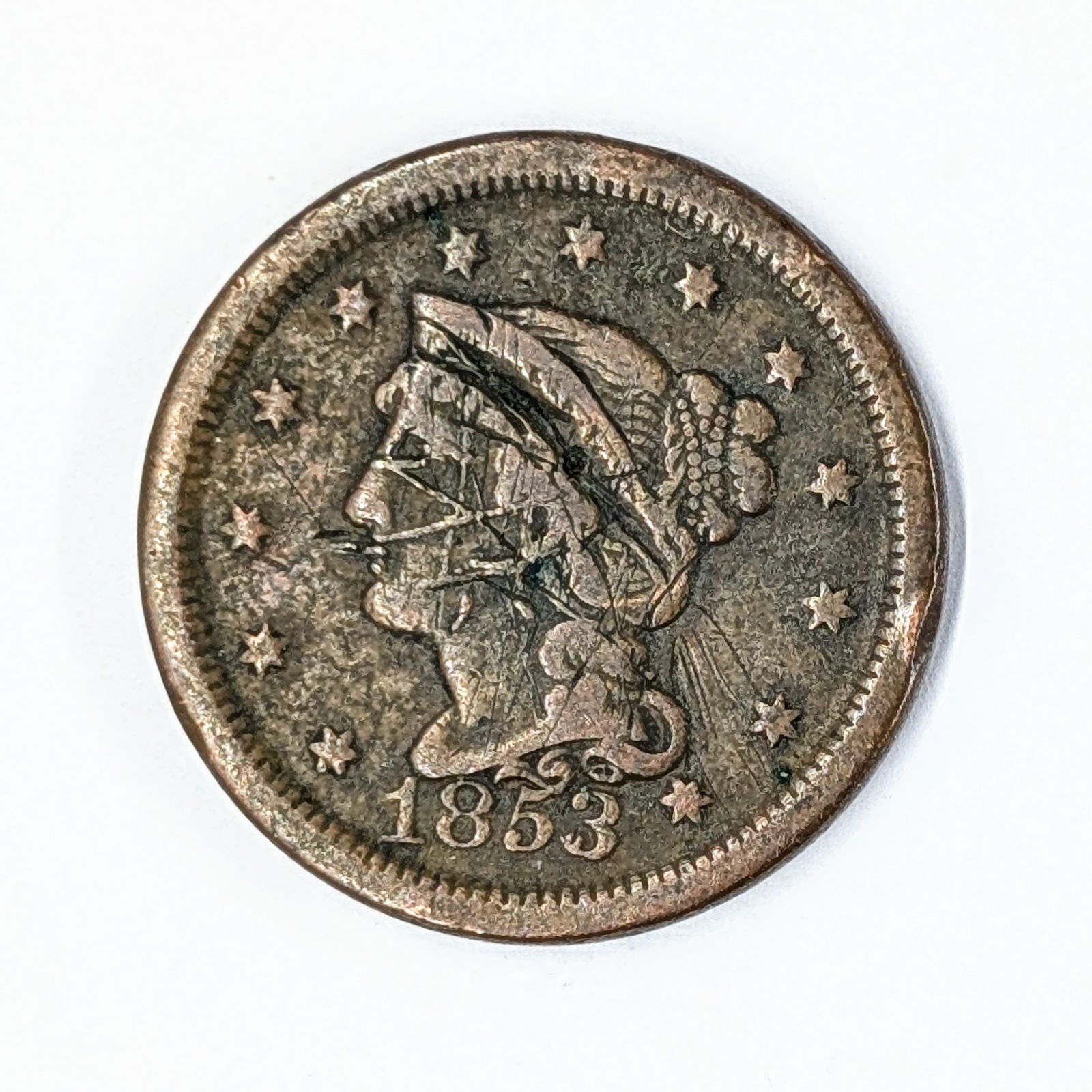 1853 Large Cent- Scratched (1 of 2)