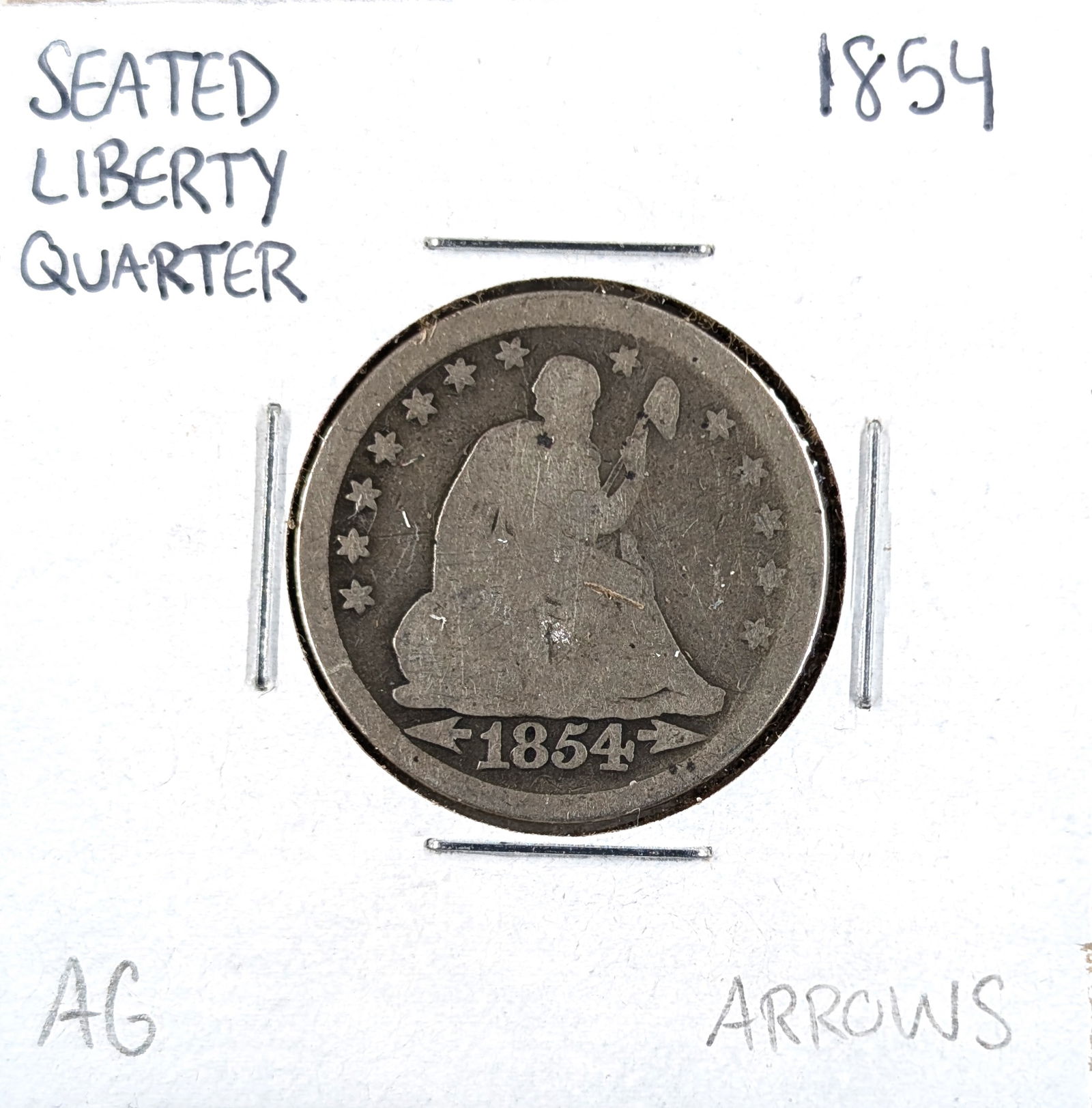 1854 Silver Liberty Seated Quarter w/ Arrows (1 of 2)
