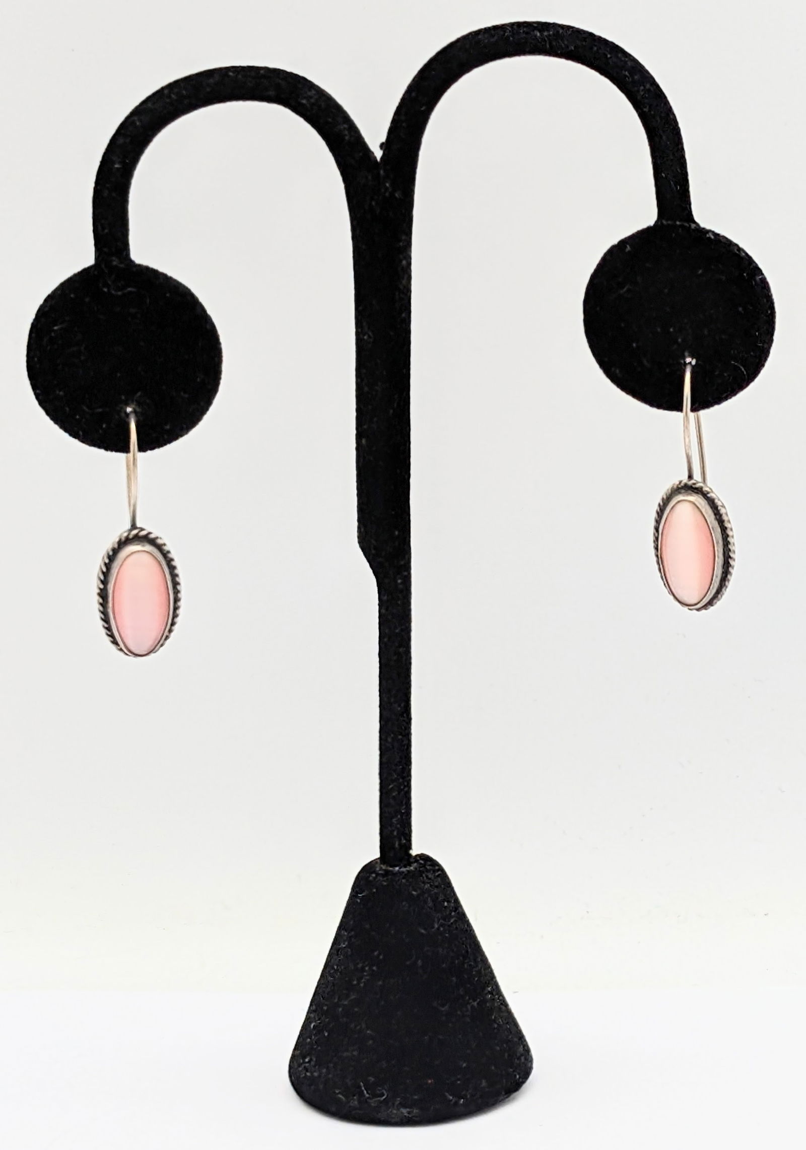 Sterling Silver Pink Oval Ladies Earrings (1 of 6)